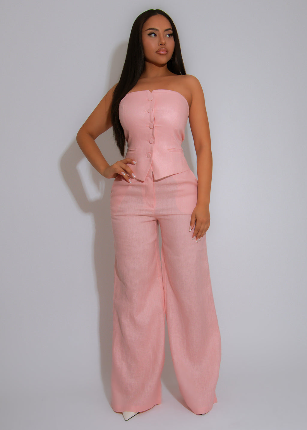 Timeless Linen Power Pant Set Pink