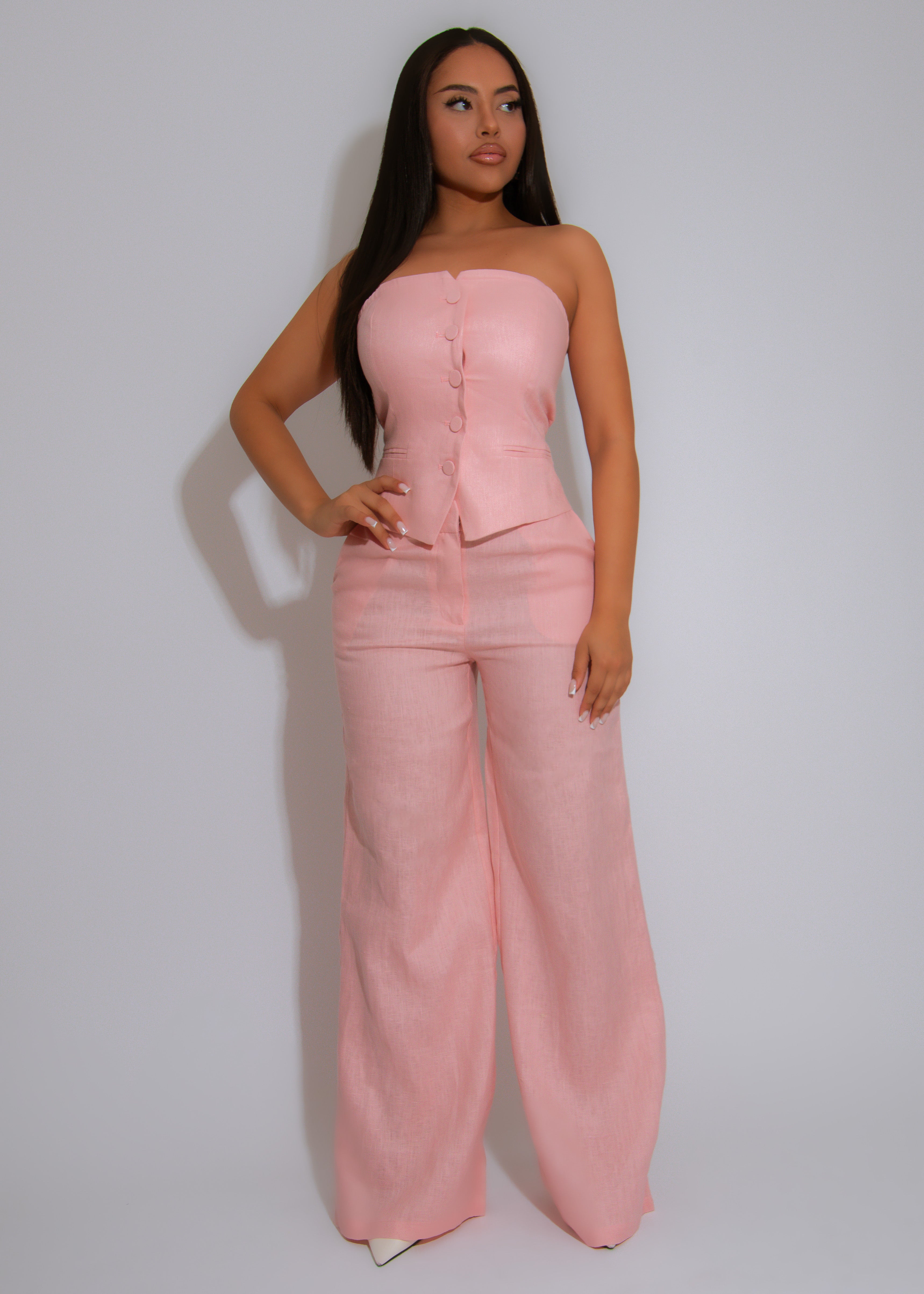 Timeless Linen Power Pant Set Pink