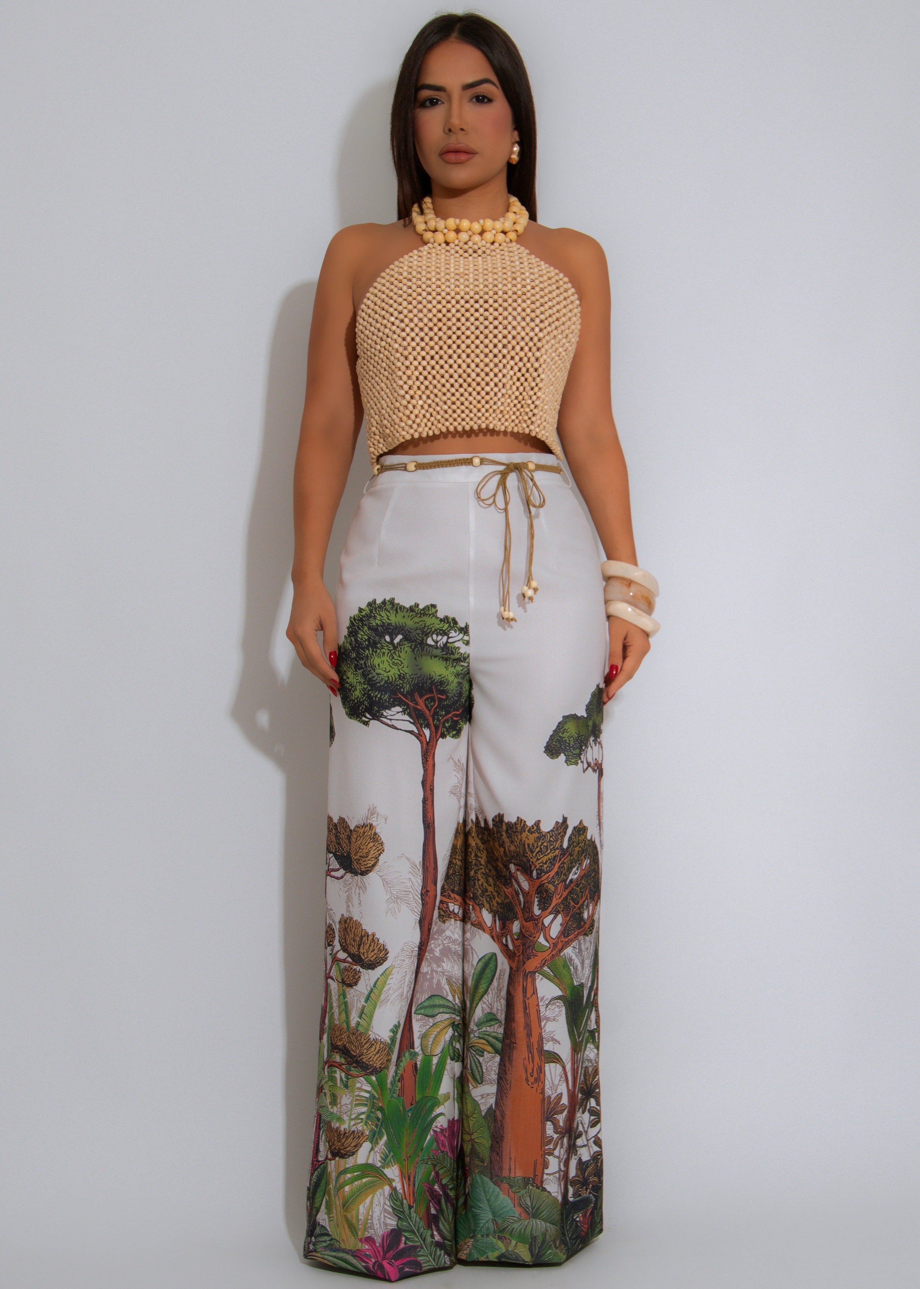 TropiChic Floral Pant Set Nude