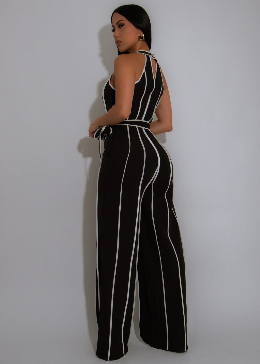 Graphite Dream Stripes Jumpsuit Black