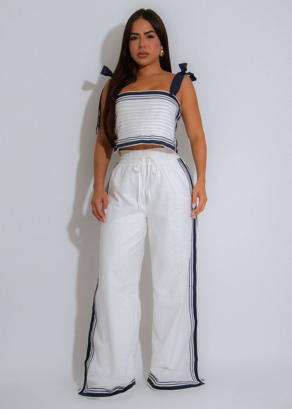 Sailor’s Muse Stripes Pant Set White