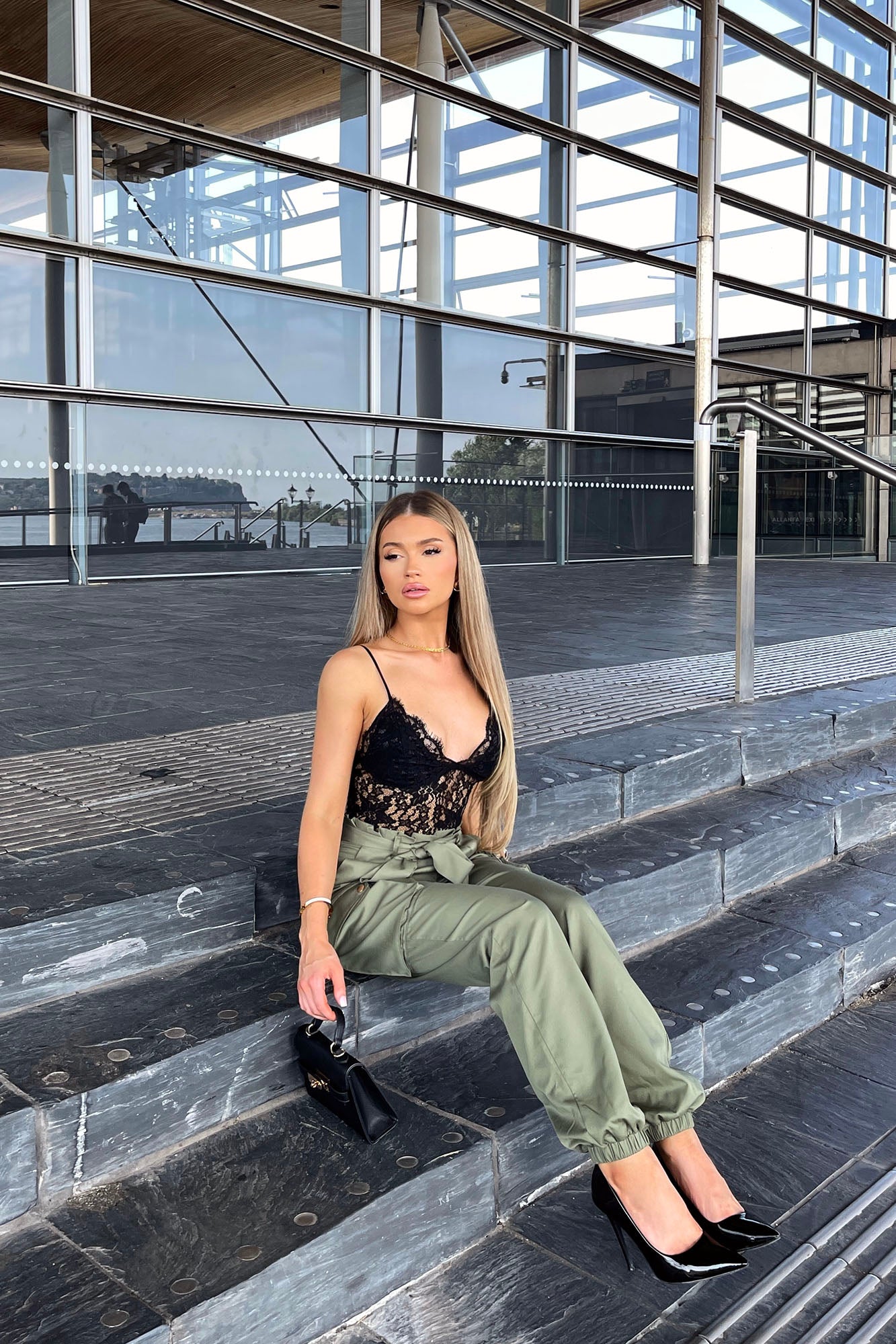 Can't Forget It Cargo Jumpsuit - Black/Olive