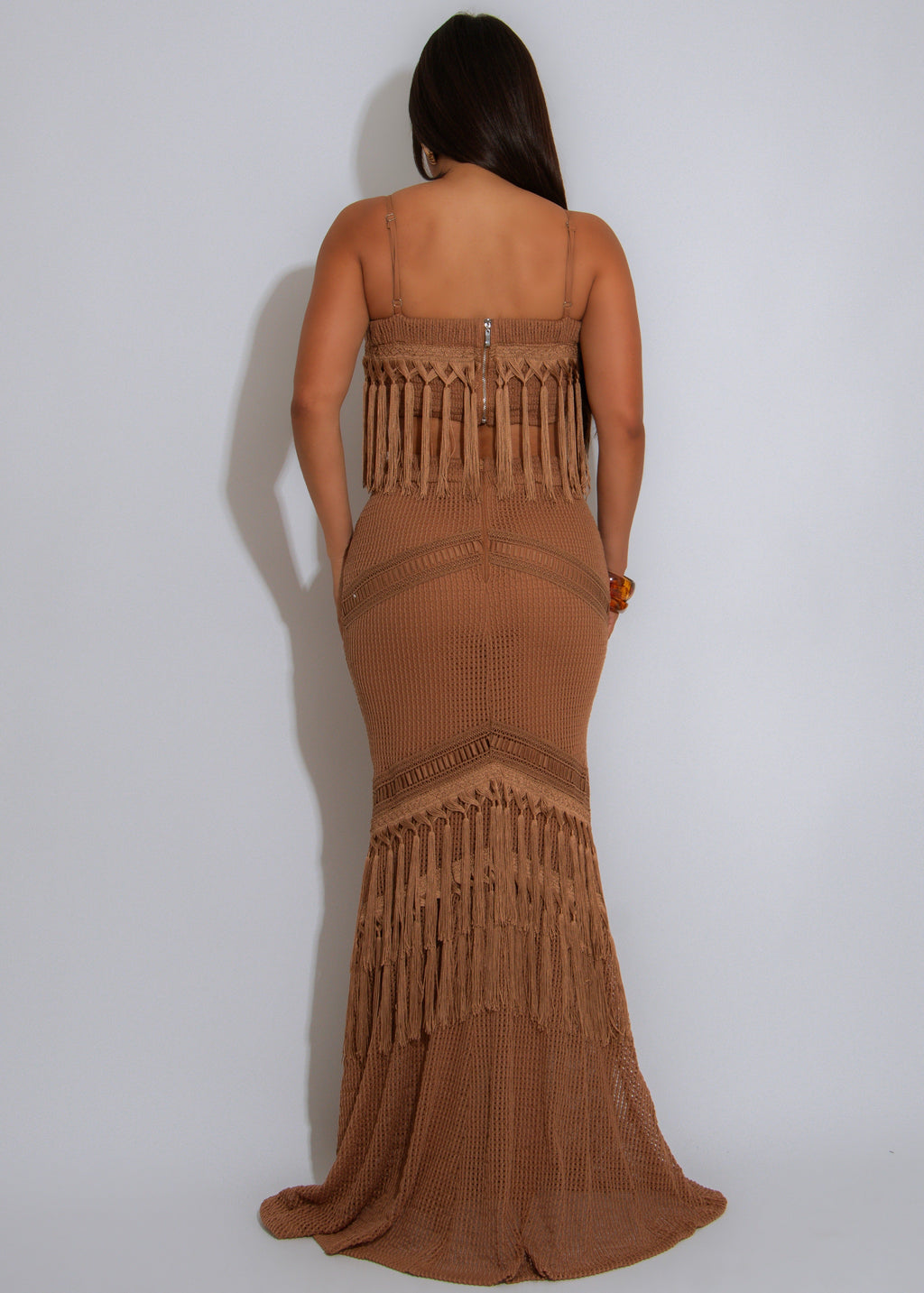 Sahara Threads Crochet Skirt Set Brown
