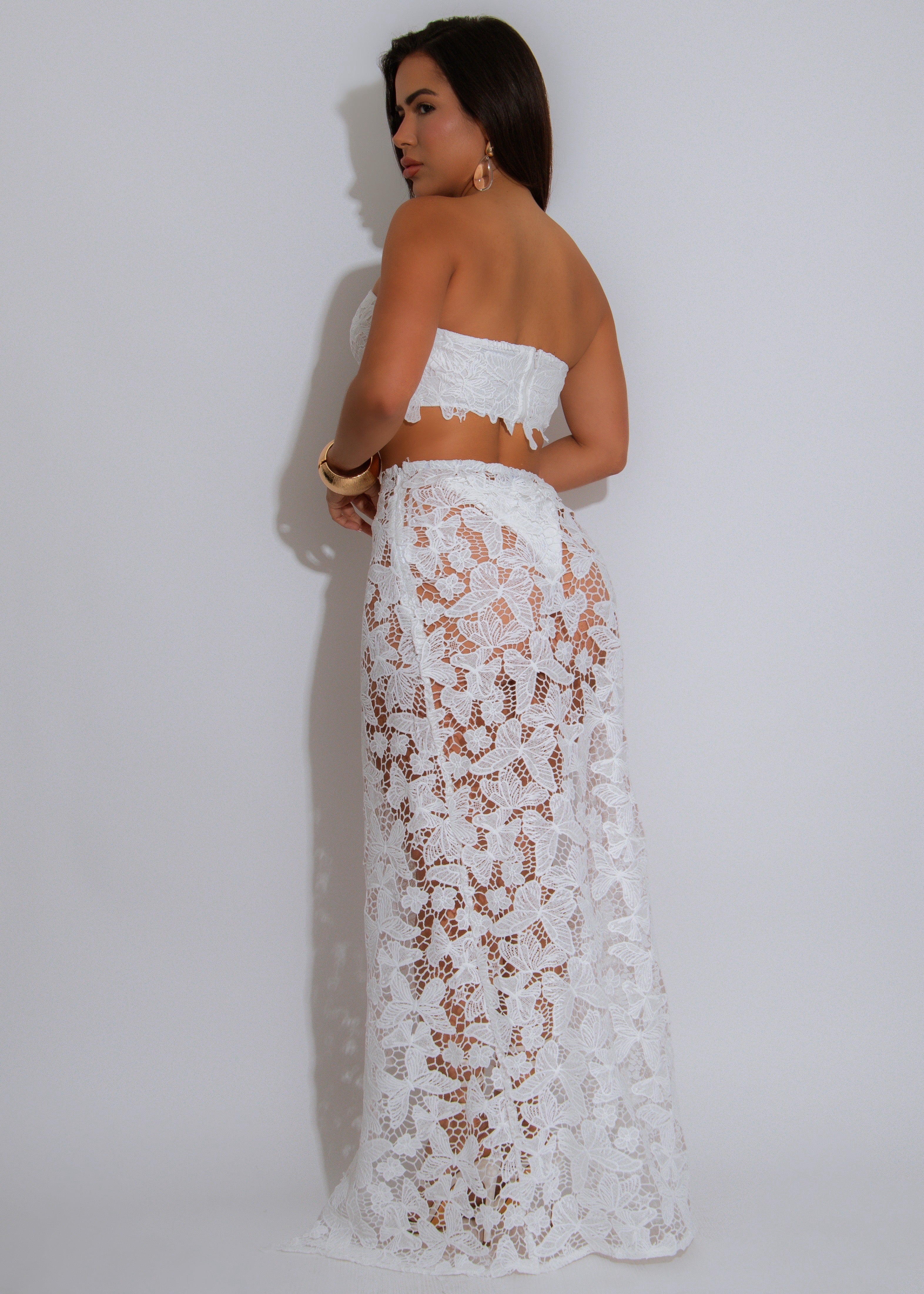 Lace Me Up Barbie Lace Skirt Set White