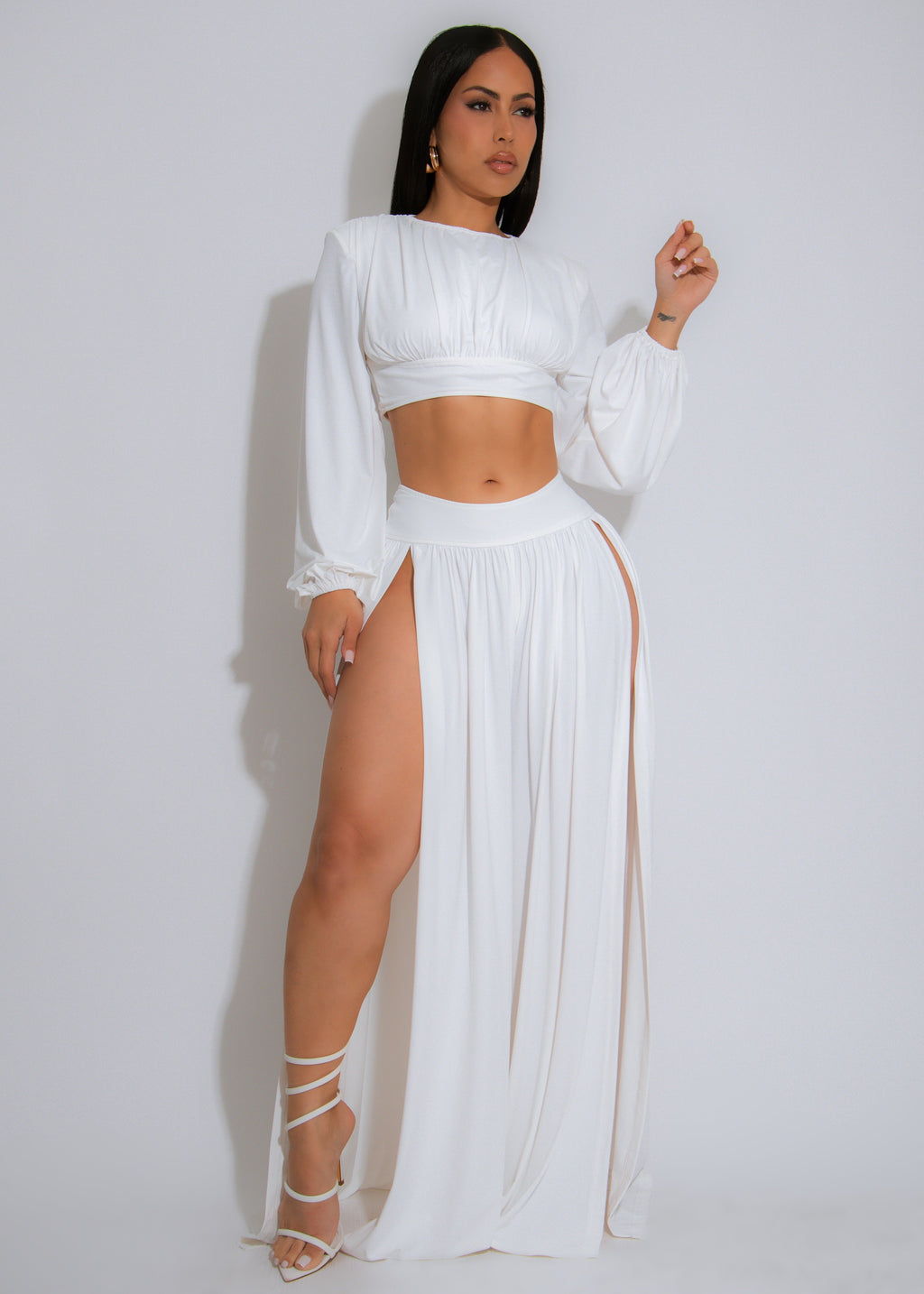 Celeste Calm Ruched Pant Set White
