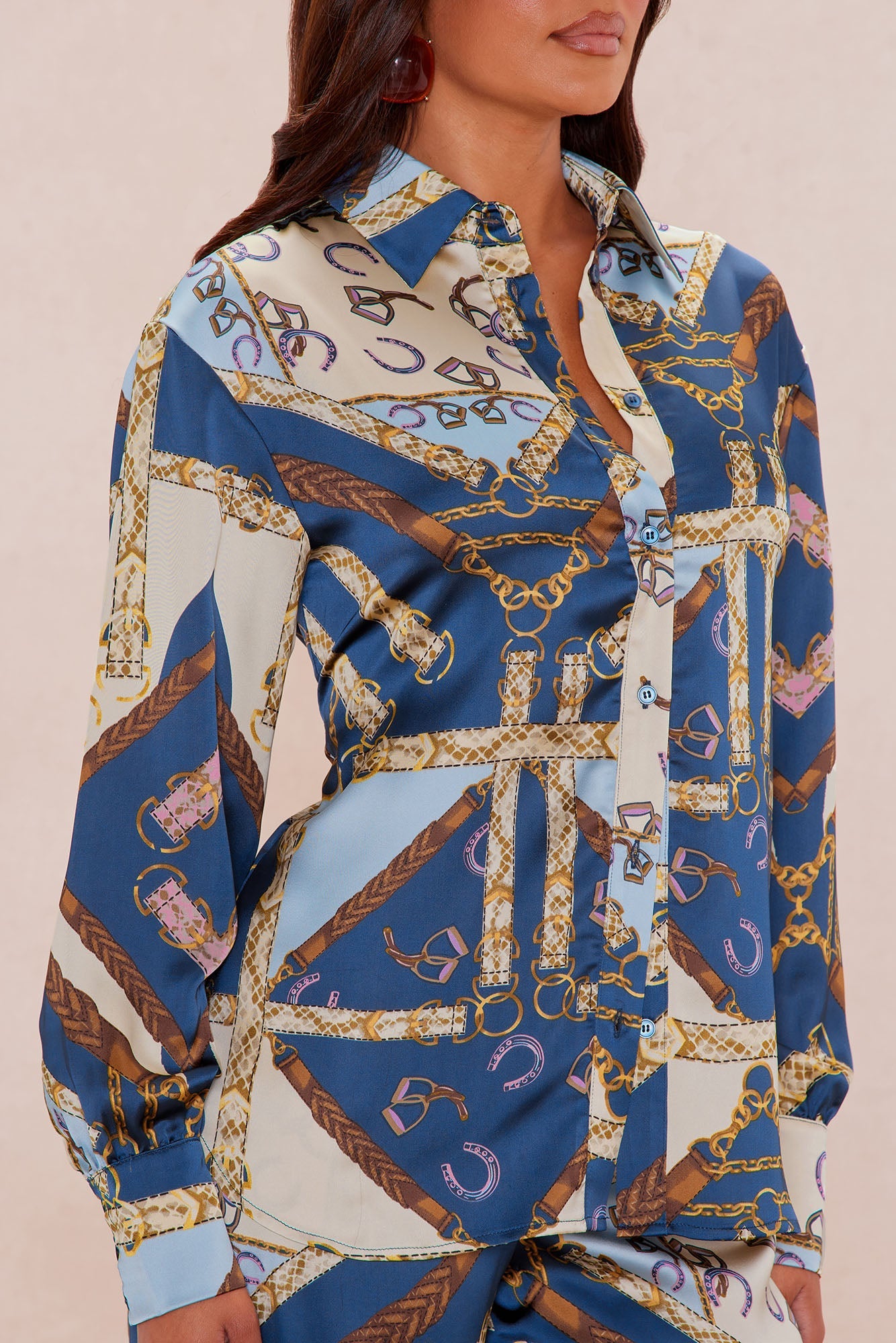 Paula Satin Shirt - Blue/combo