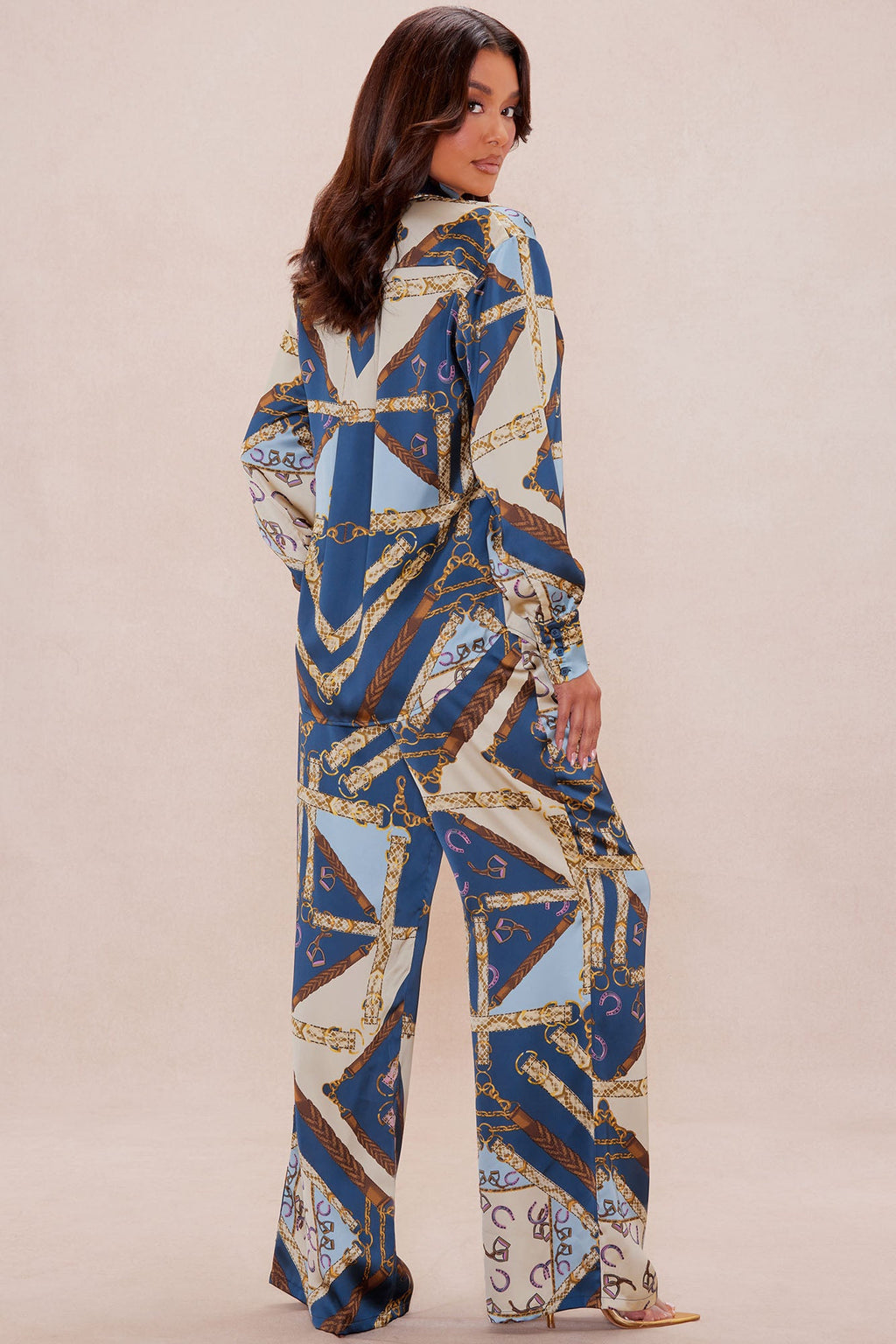 Paula Satin Shirt - Blue/combo