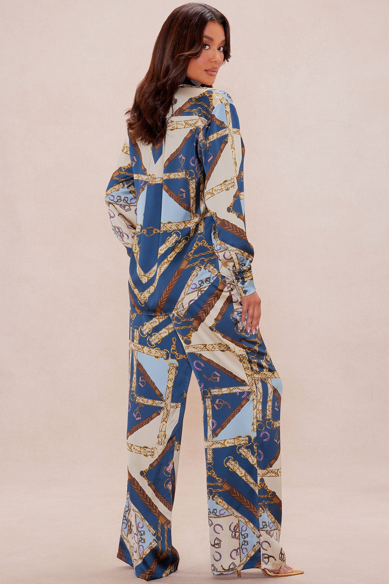 Paula Satin Shirt - Blue/combo