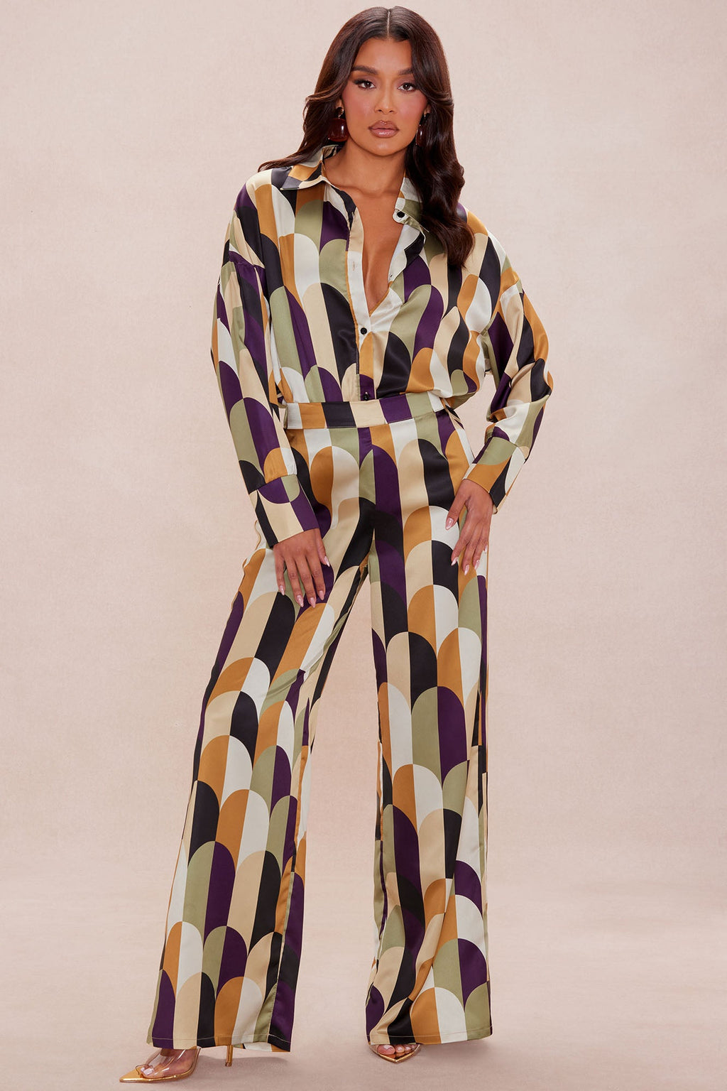Wren Satin Bodysuit Pant Set - Multi Color
