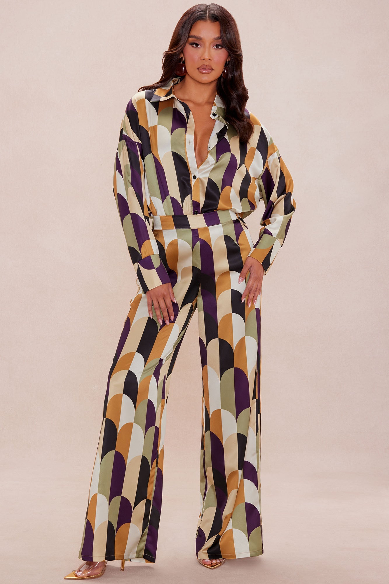Wren Satin Bodysuit Pant Set - Multi Color