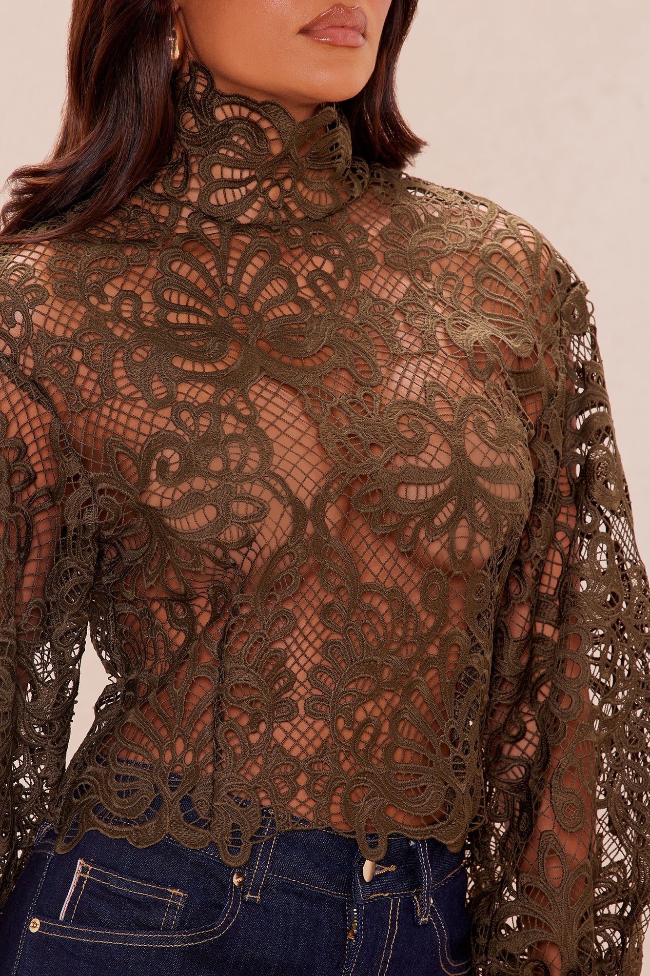 Araceli Lace Blouse - Olive