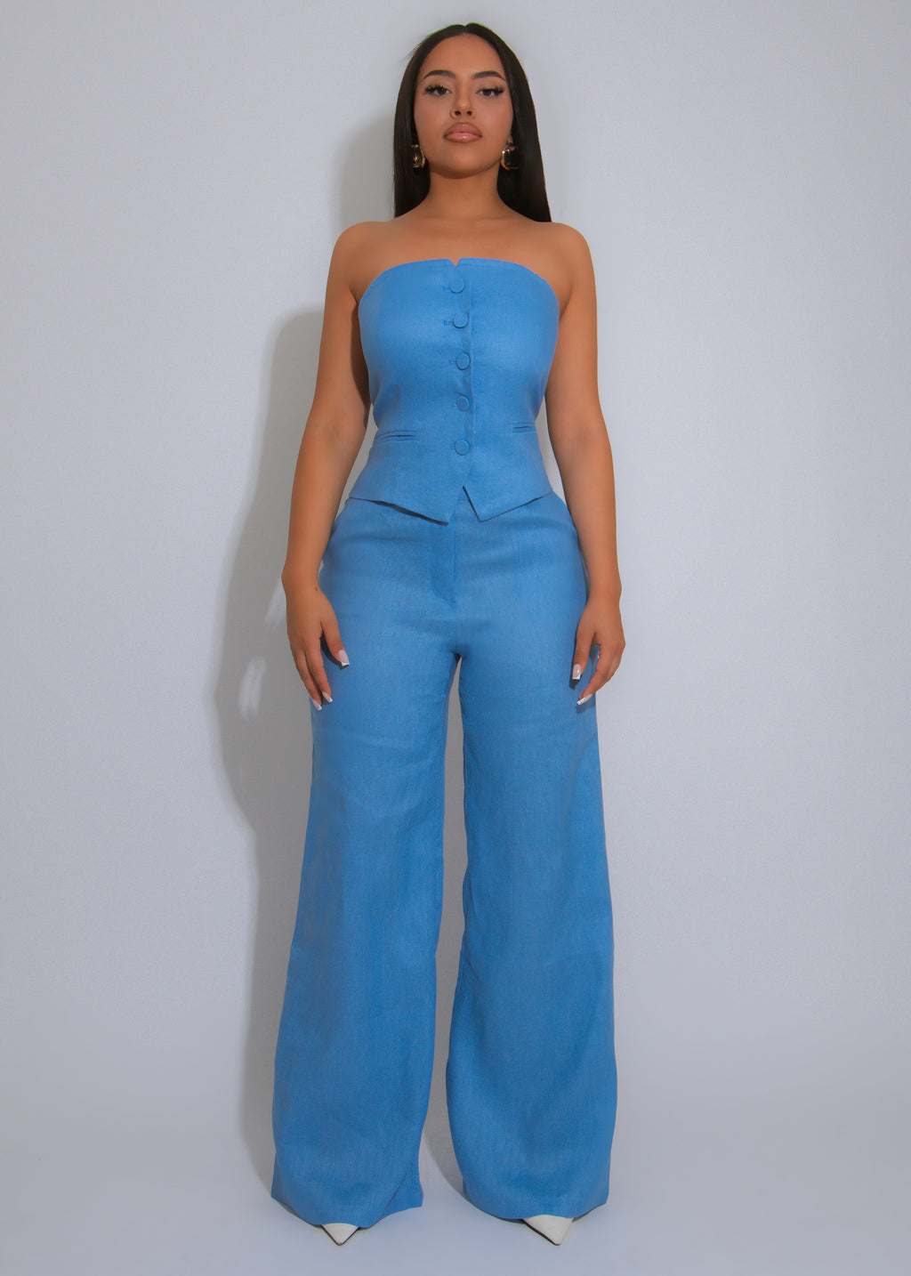 Timeless Linen Power Pant Set Blue