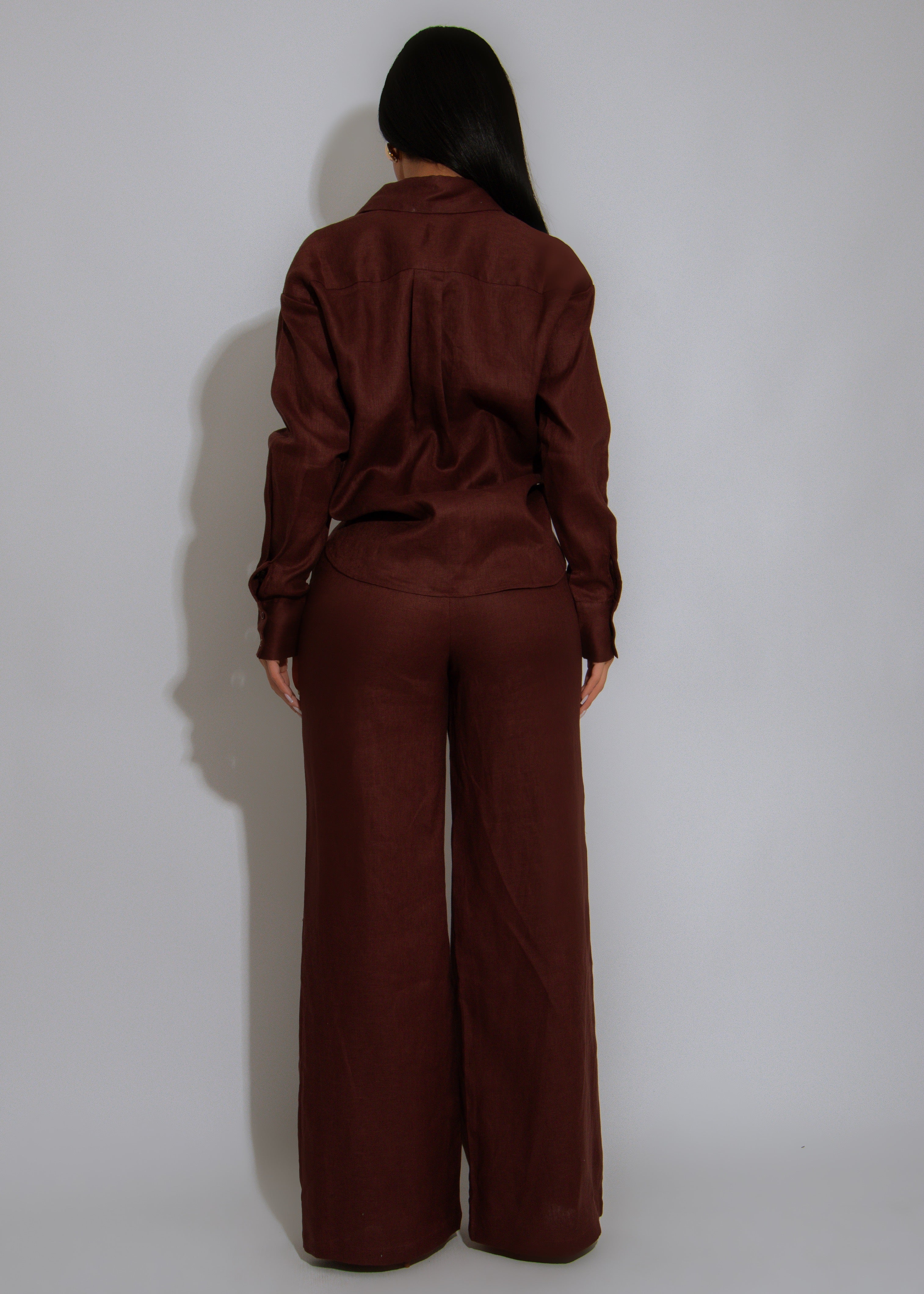 Sol Vista Linen Pant Set Brown