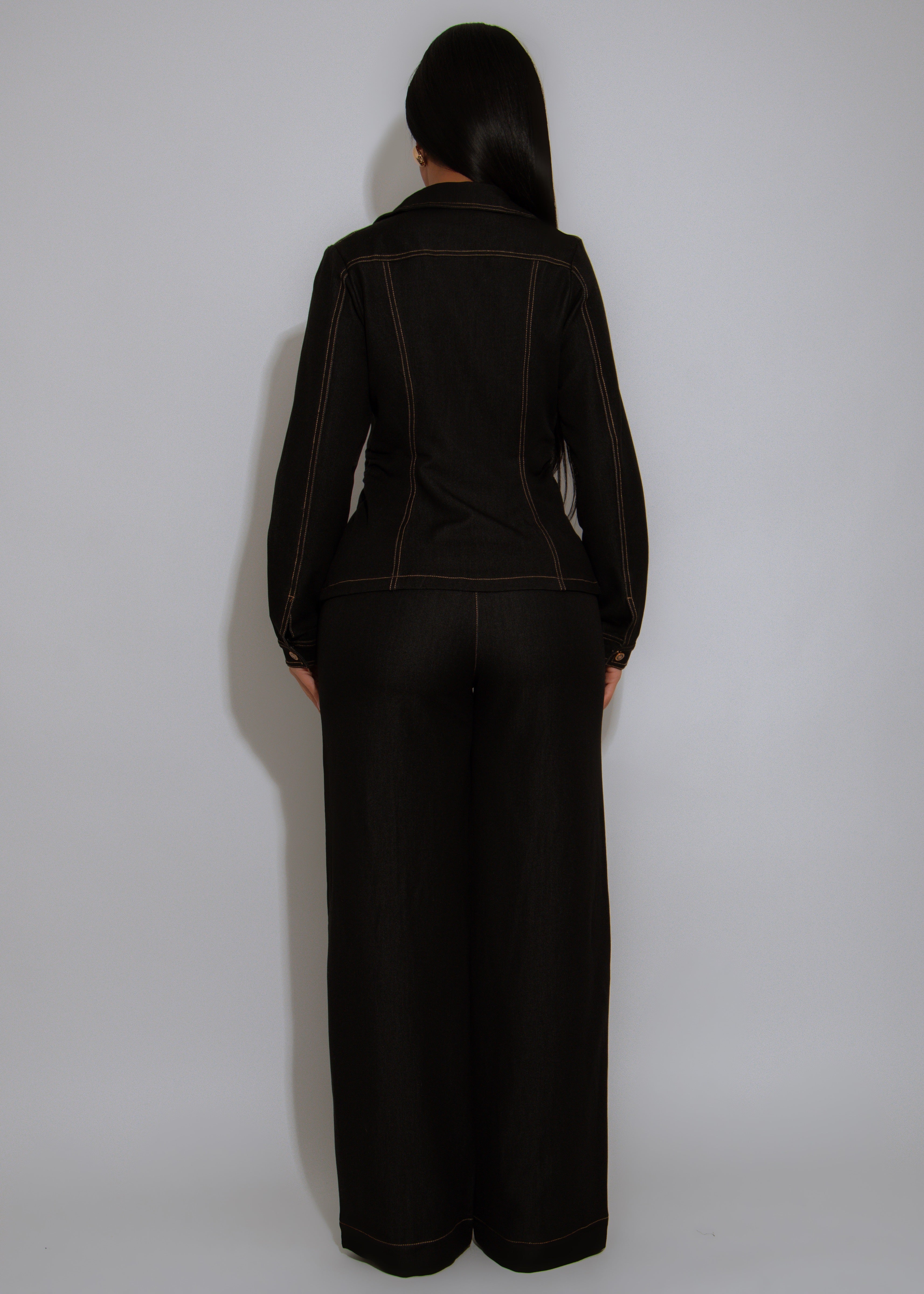 Metro Flow Ruched Pant Set Black
