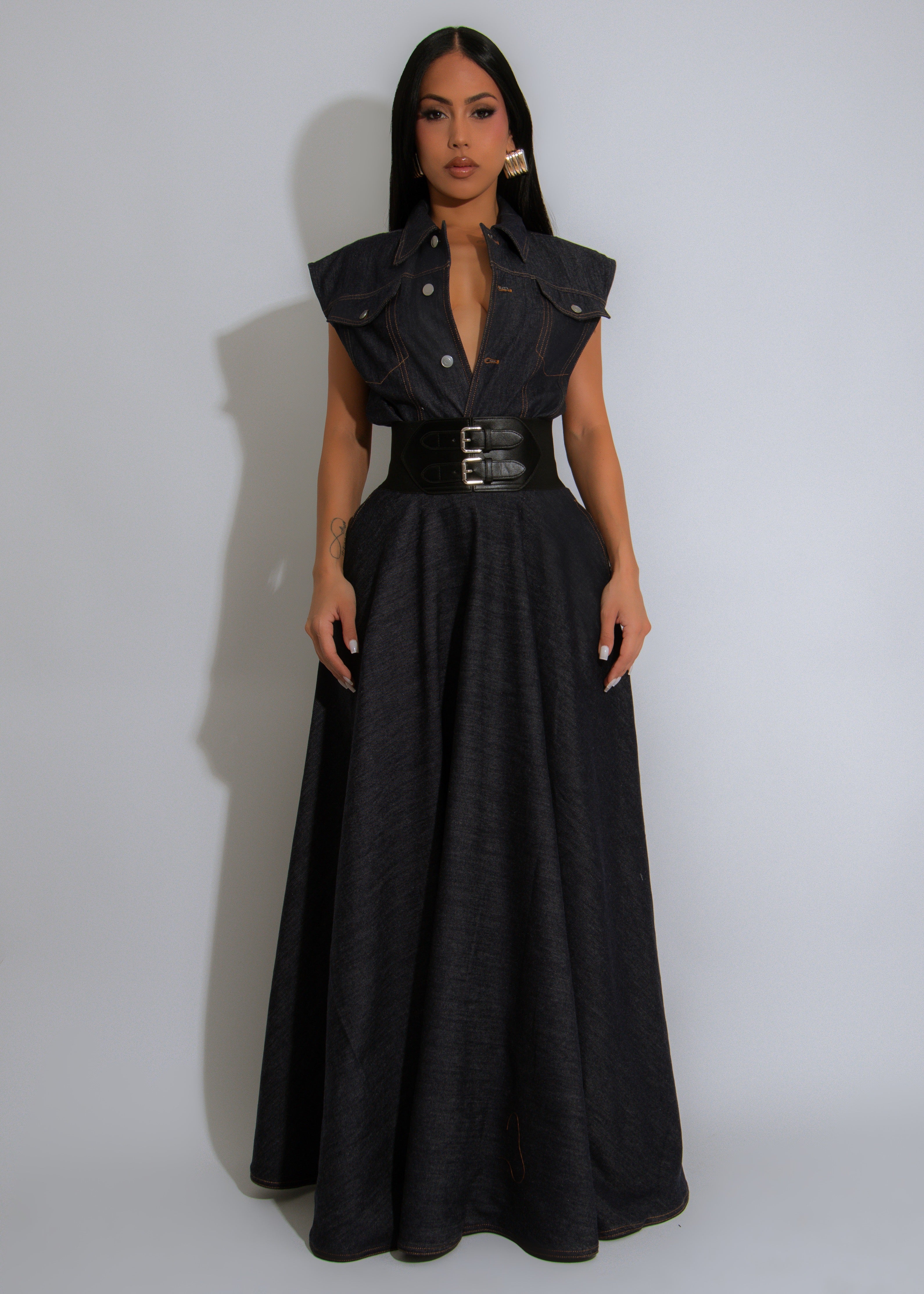 Western Muse Skirt Set Dark Denim