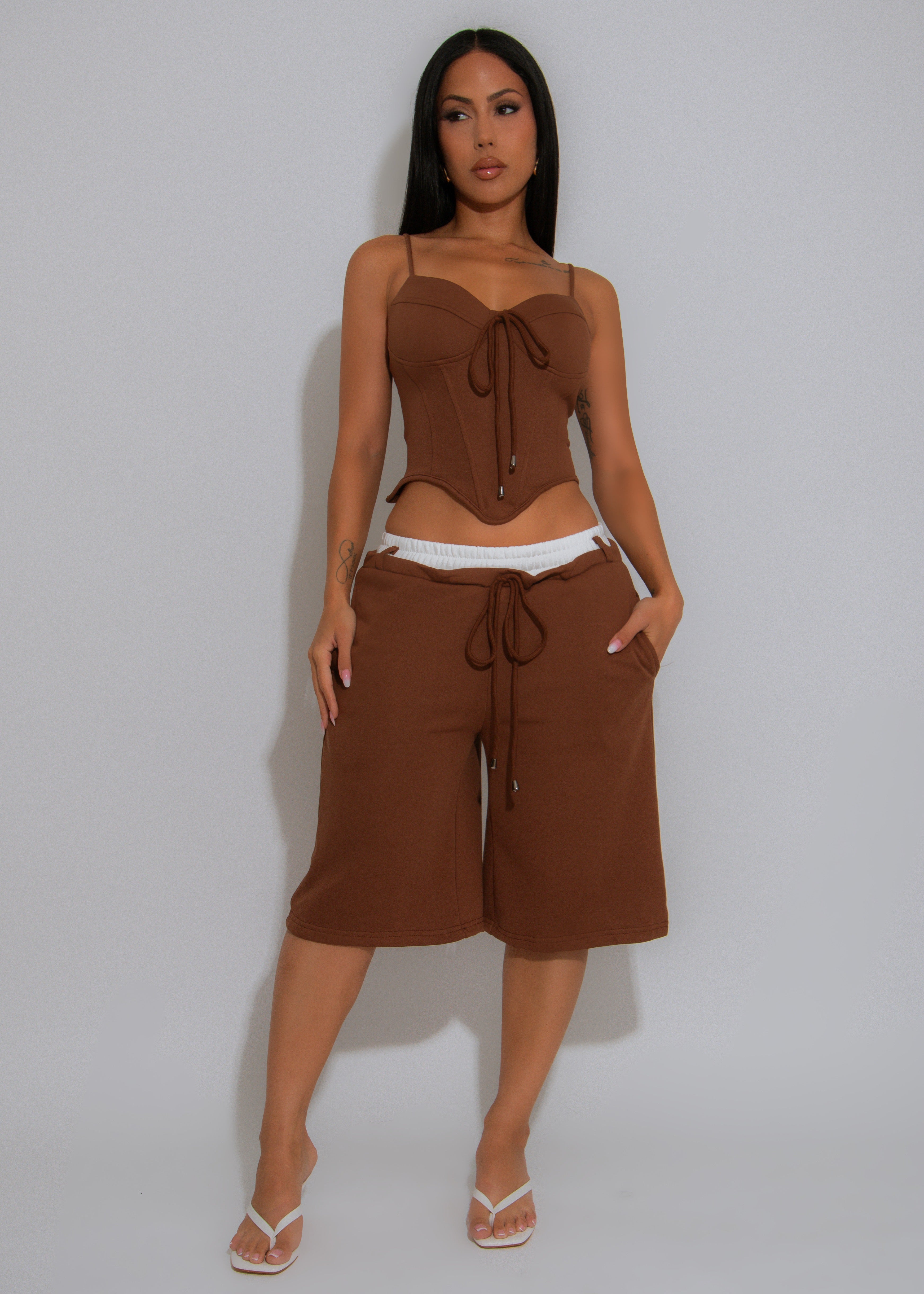 Heat Check Short Set Brown