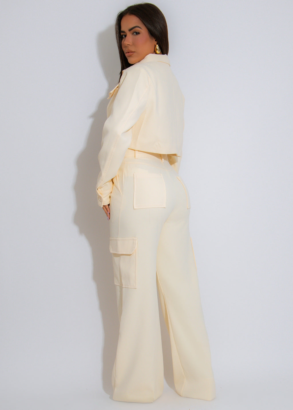 Luxe Utility Cargo Pant Set Yellow