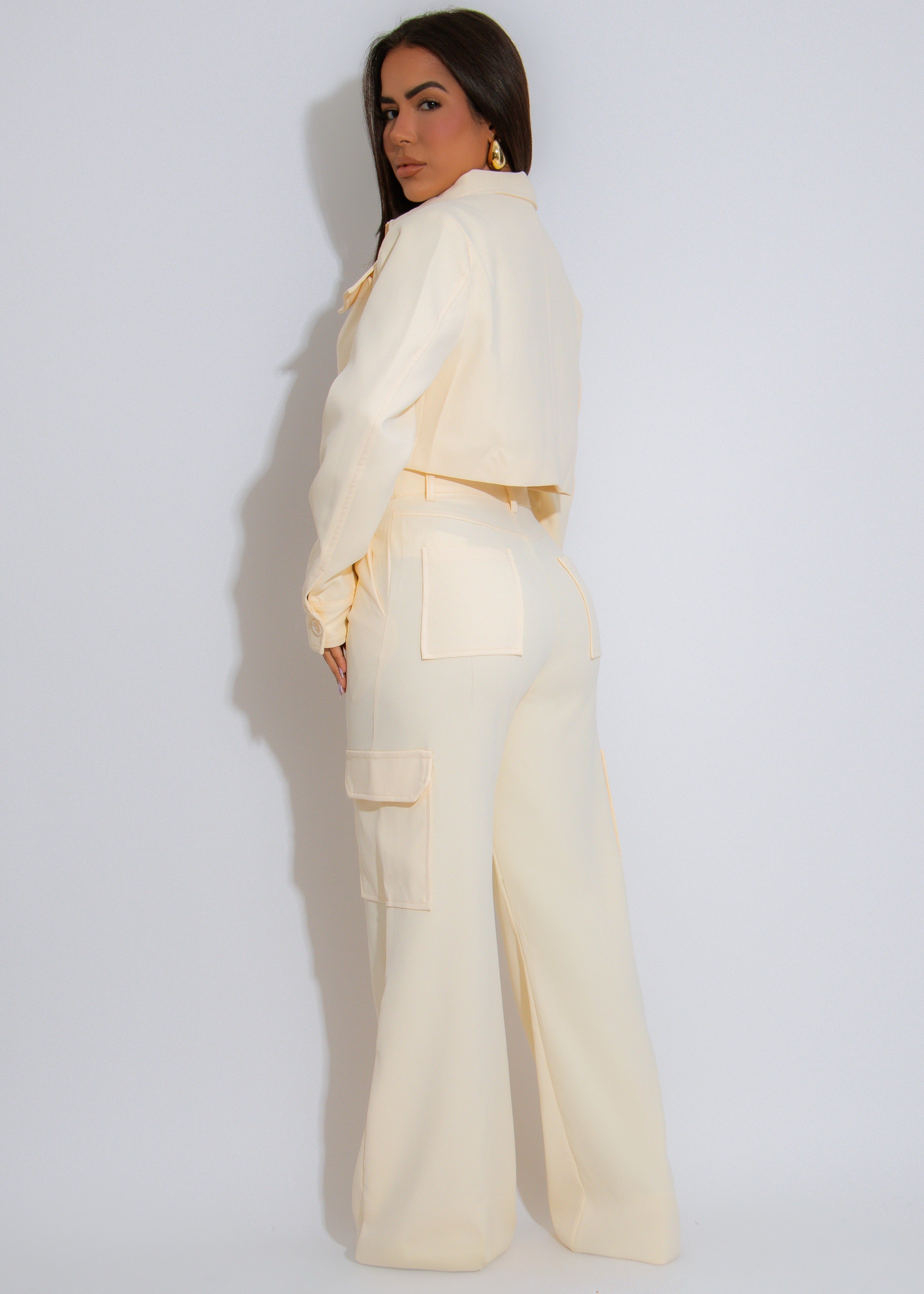 Luxe Utility Cargo Pant Set Yellow