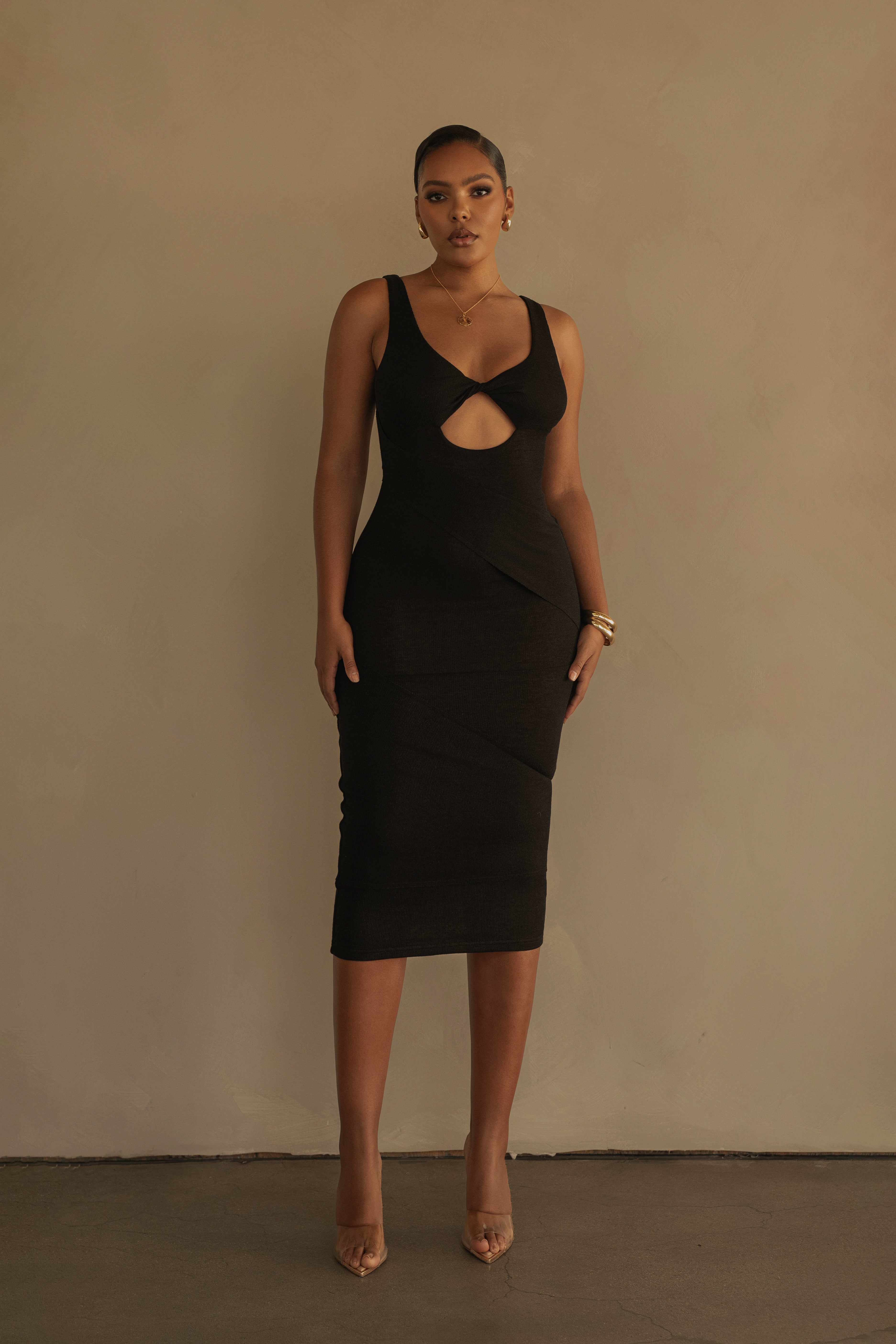 Black Shift Of Feelings Midi Dress
