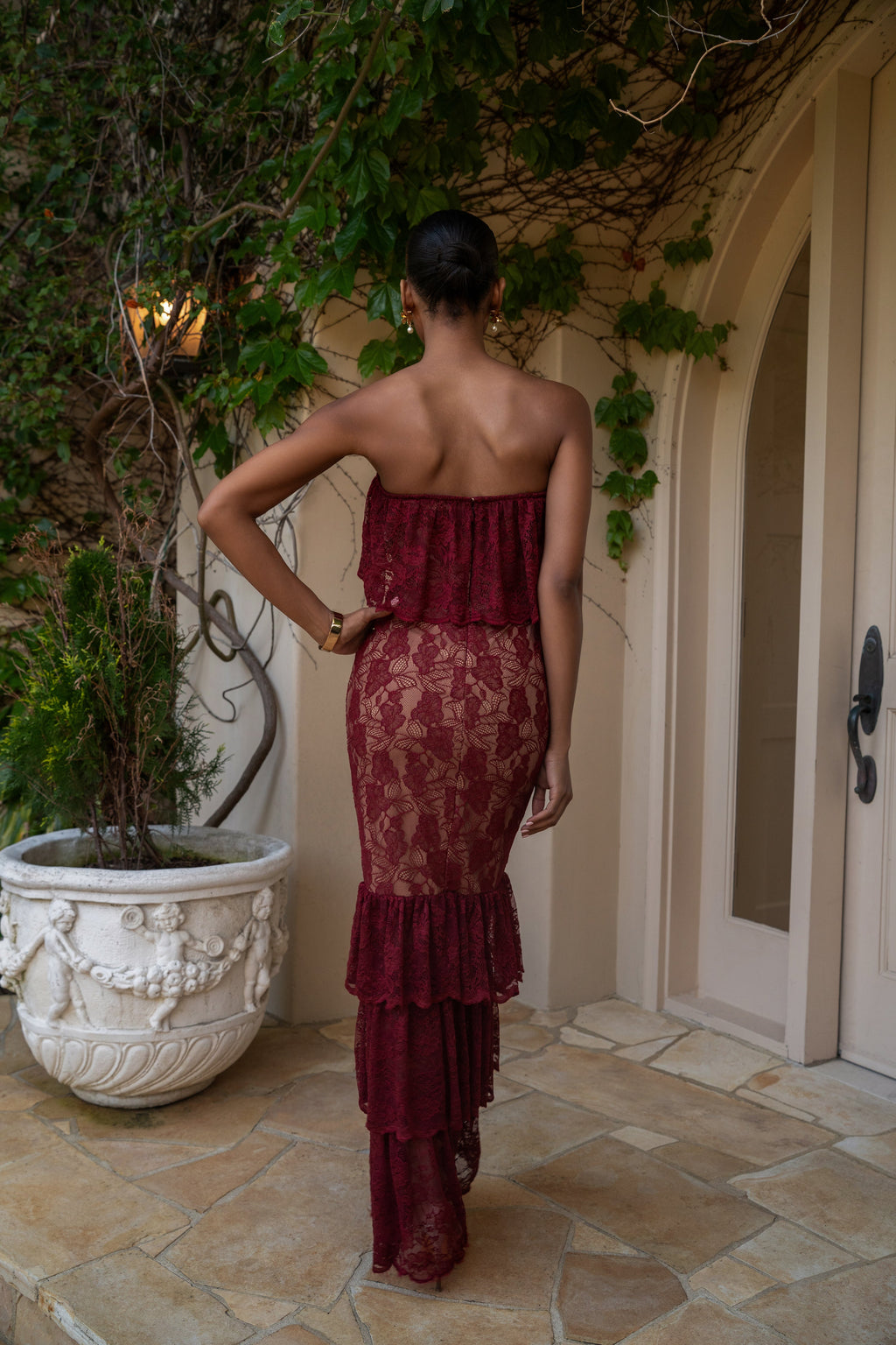Red Fairytale Ending Lace Maxi Dress