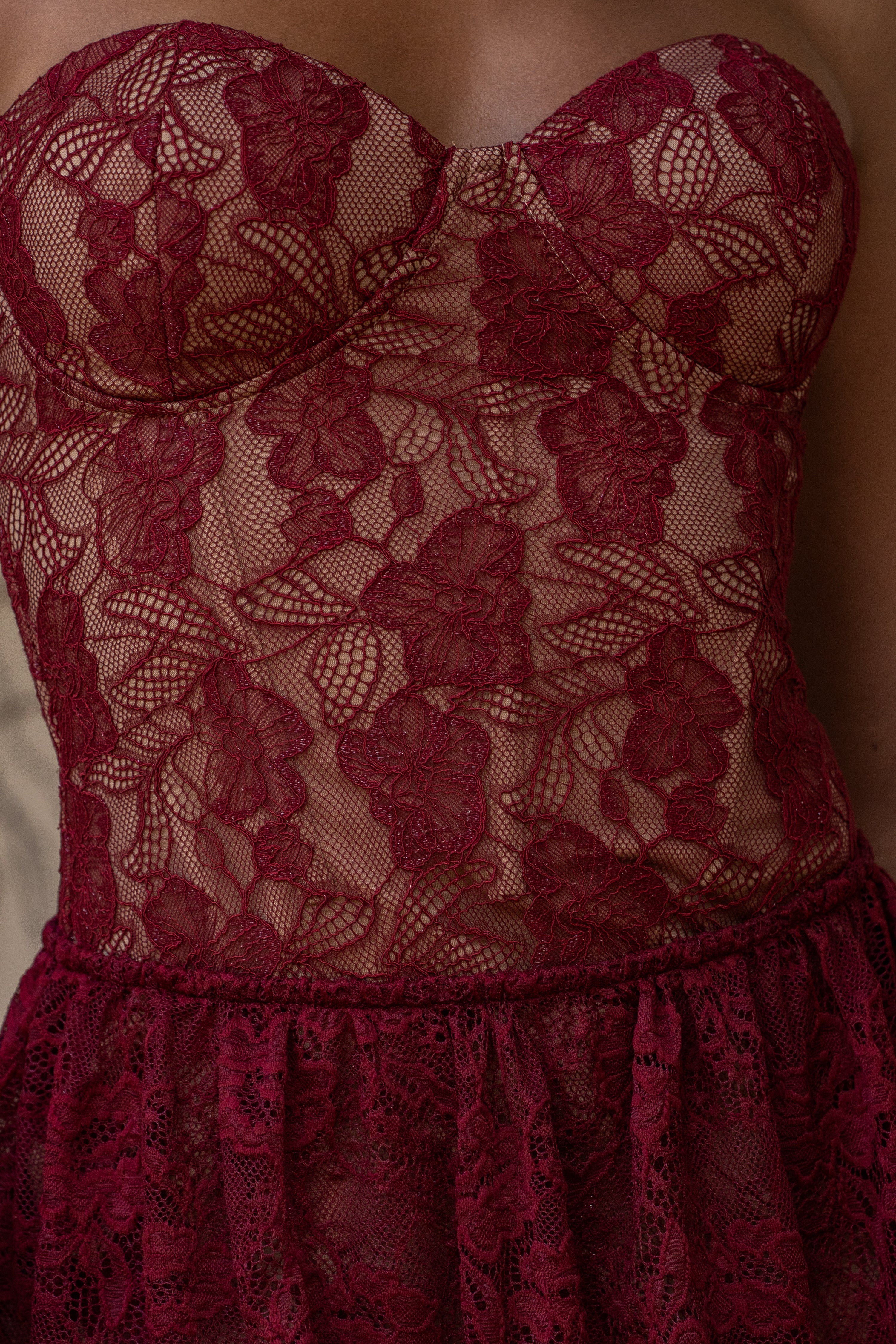 Red Fairytale Ending Lace Maxi Dress