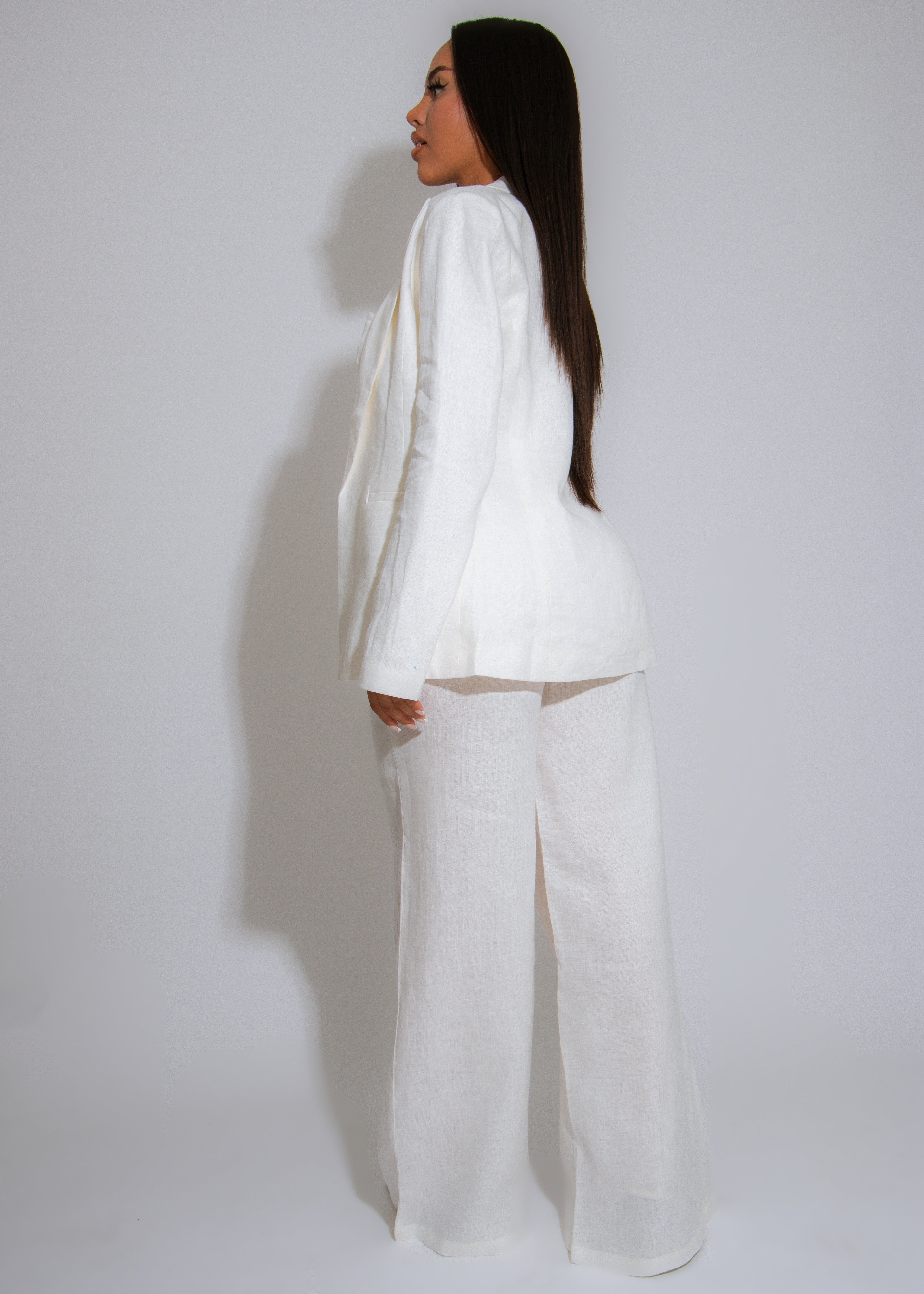 Timeless Linen Power Pant Set White