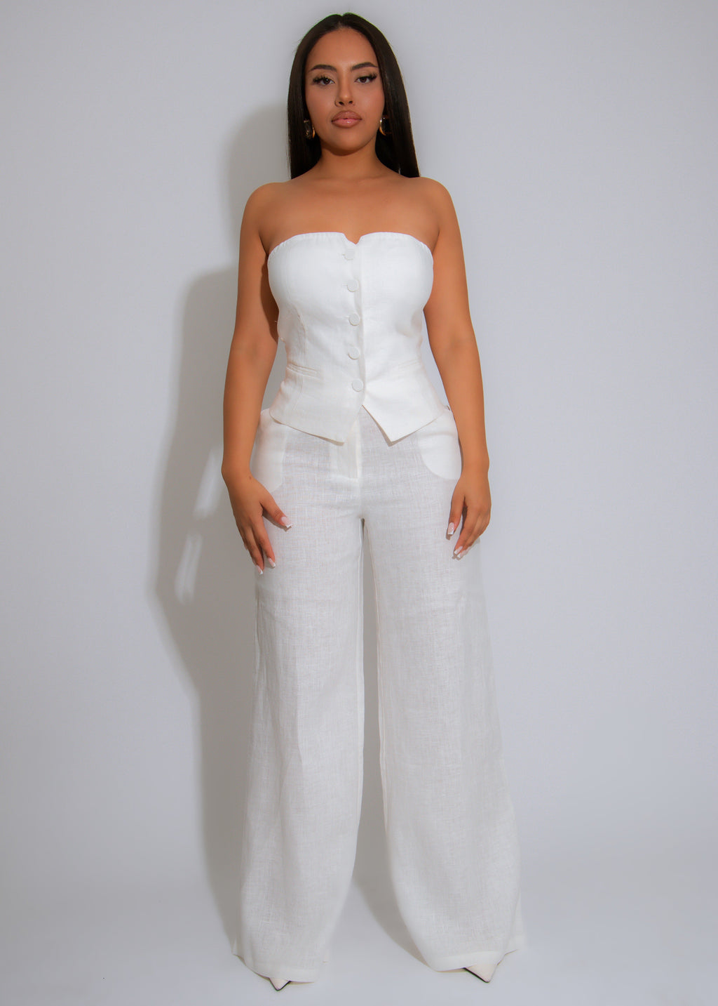 Timeless Linen Power Pant Set White