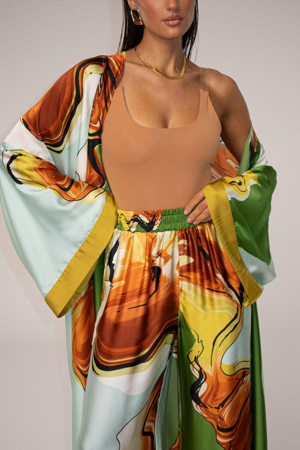 Green Tropical Print Nola Maxi Duster