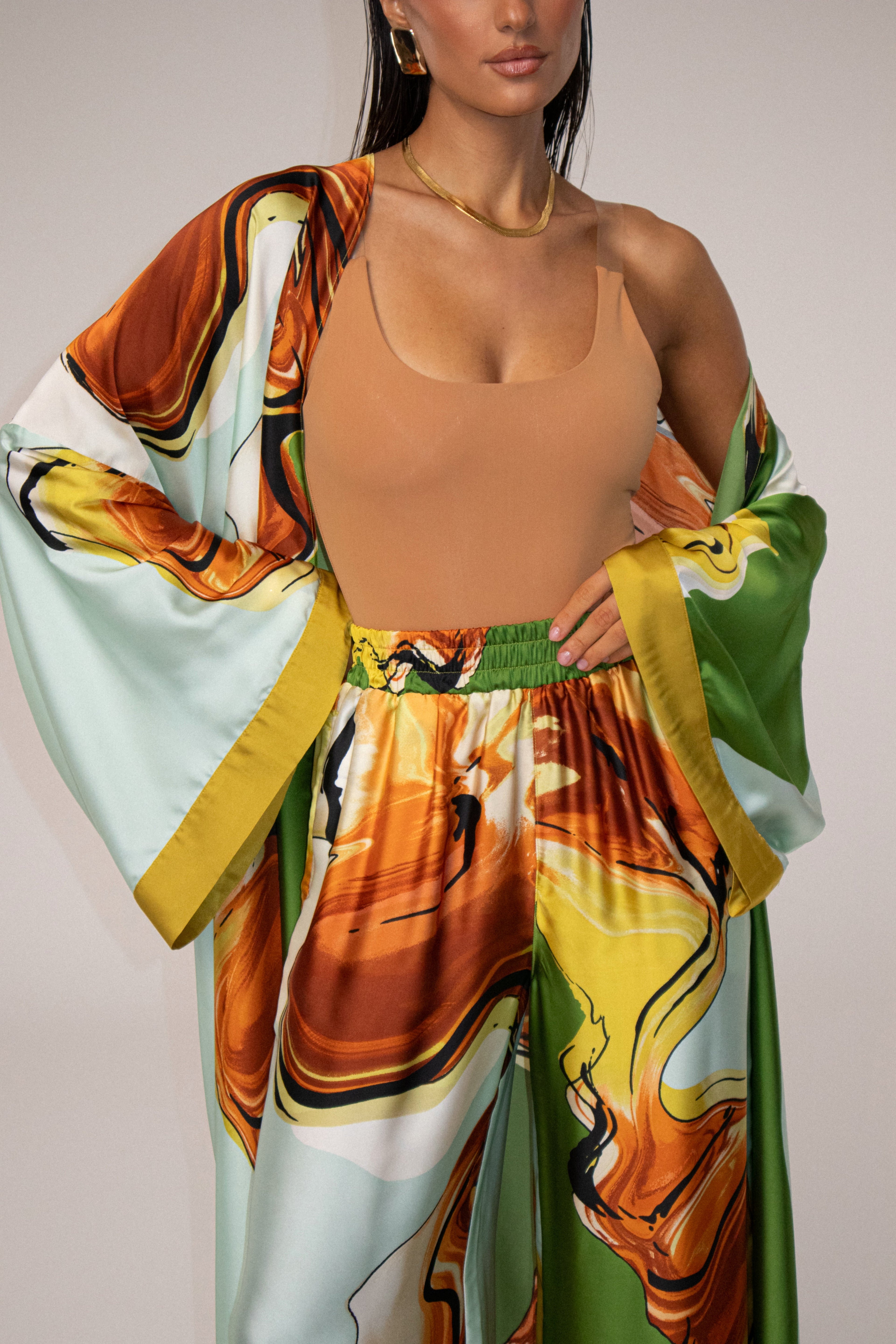 Green Tropical Print Nola Maxi Duster