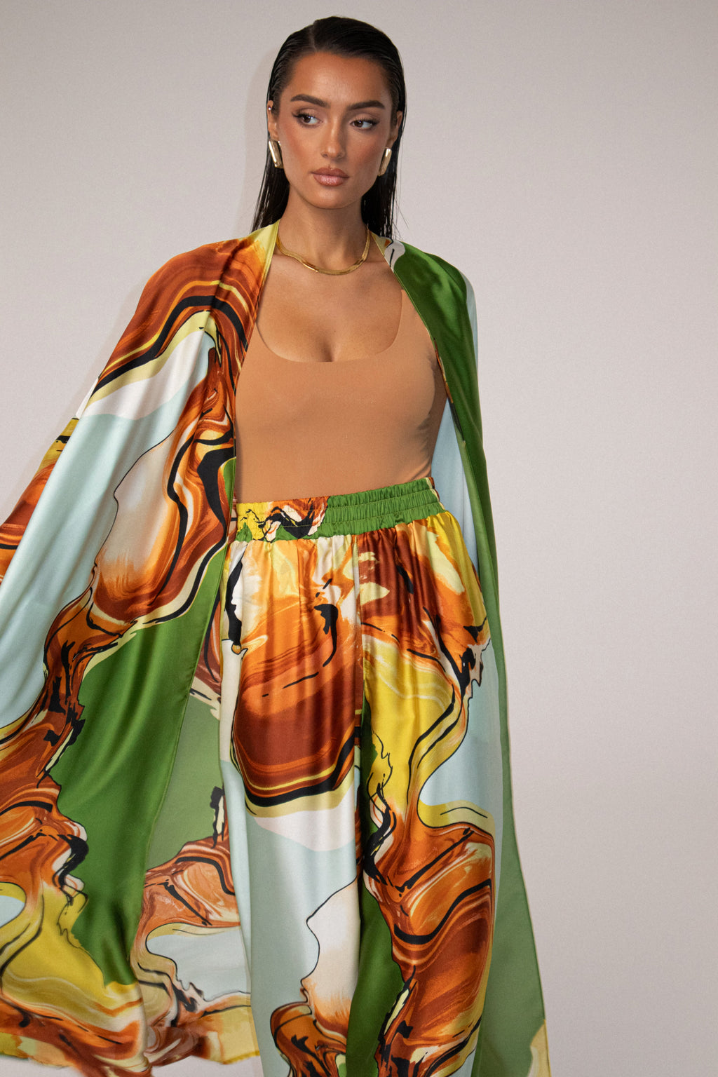 Green Tropical Print Nola Maxi Duster