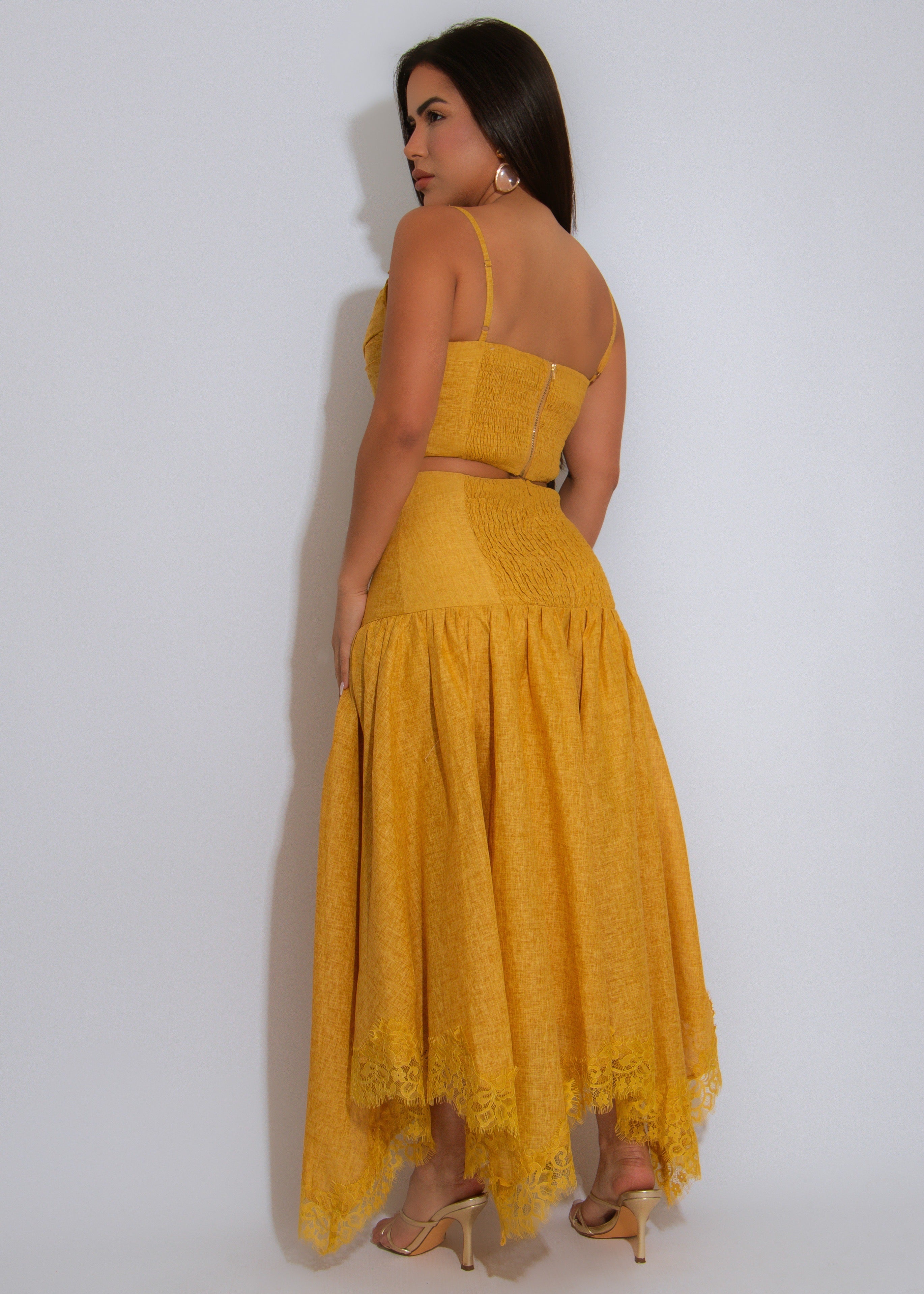 Sunset Sway Lace Skirt Set Yellow