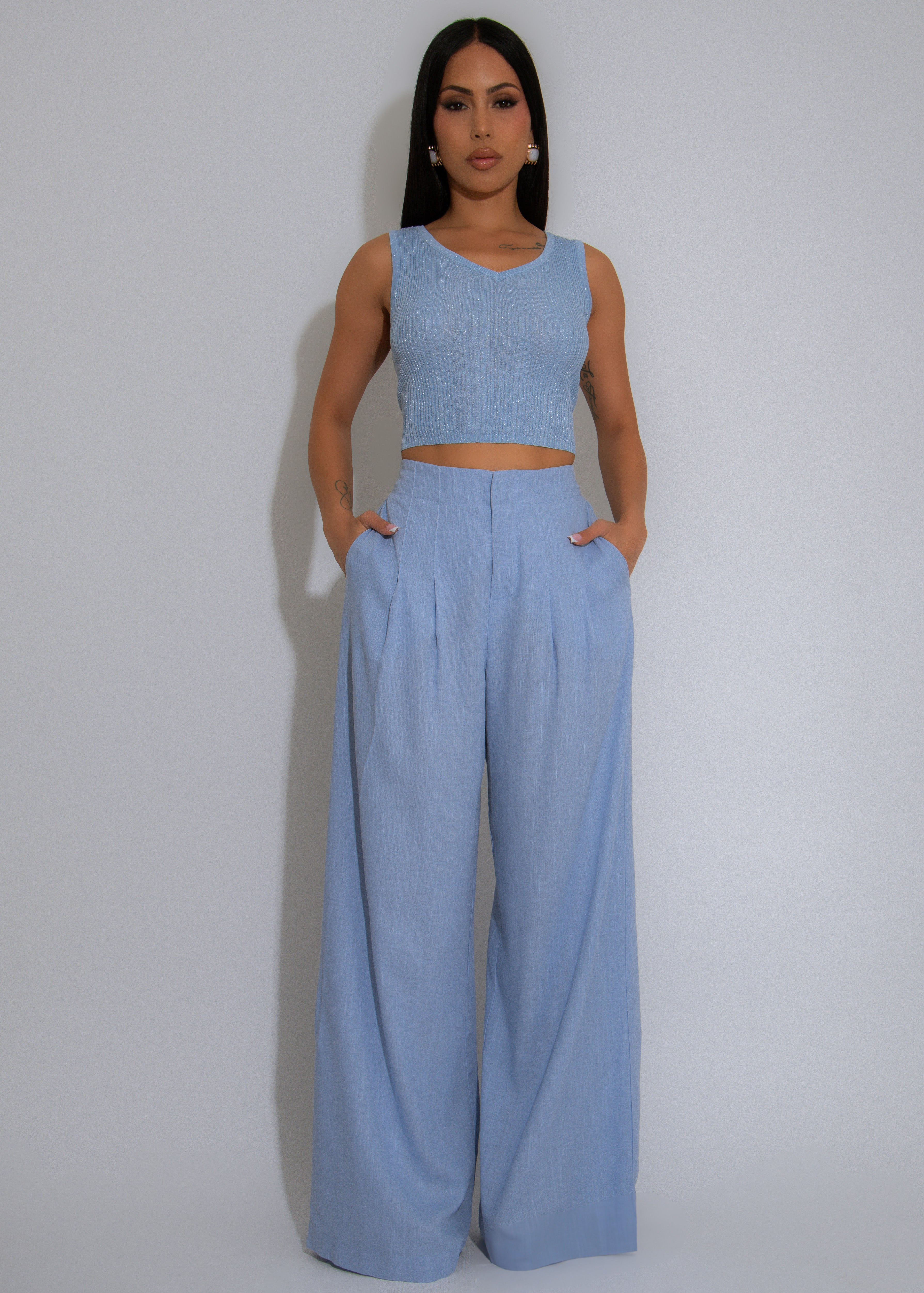 Make It Teamwork Glitter Pant Set Blue