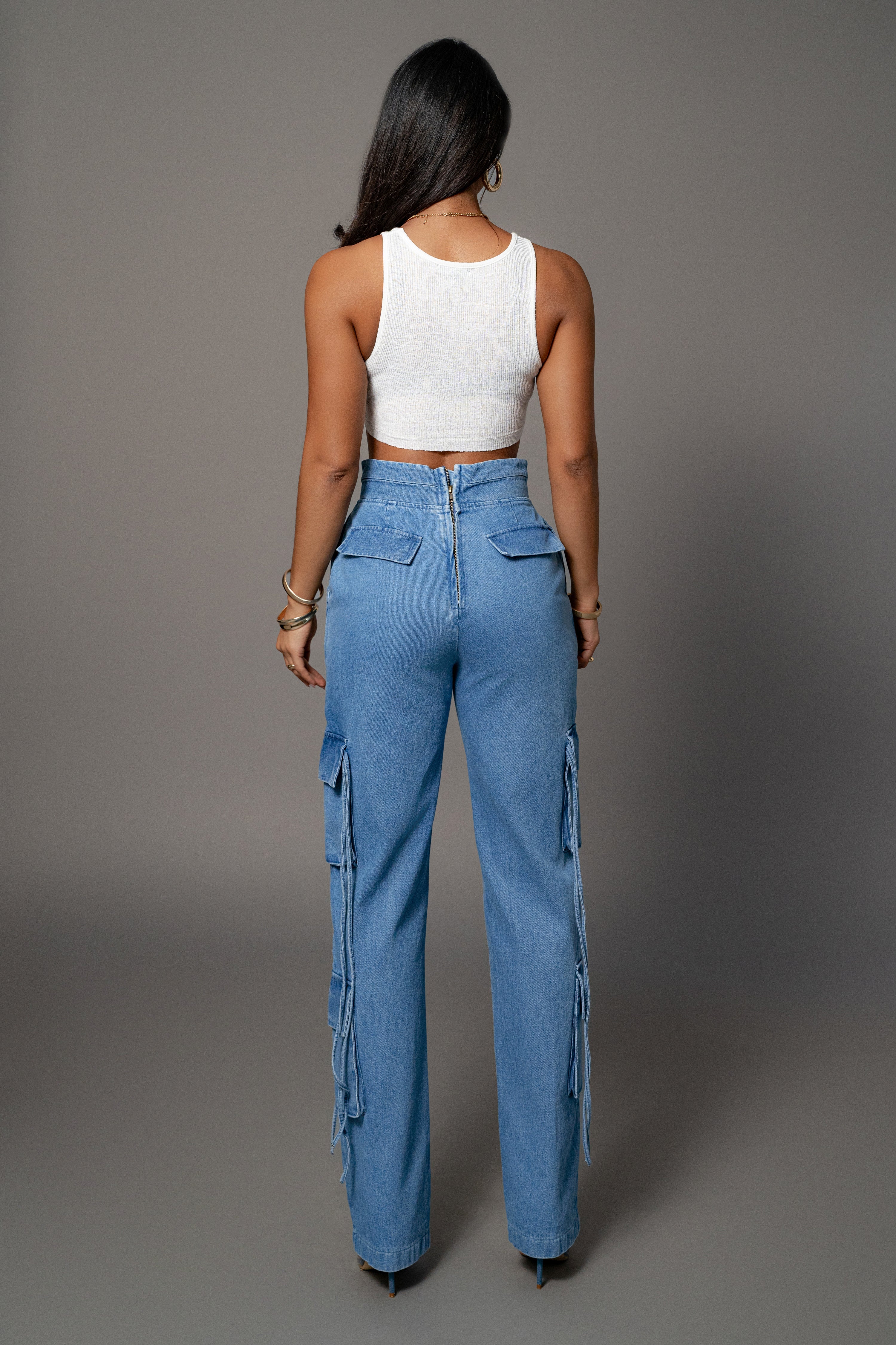 Medium Wash Jacinda Denim Utility Pants