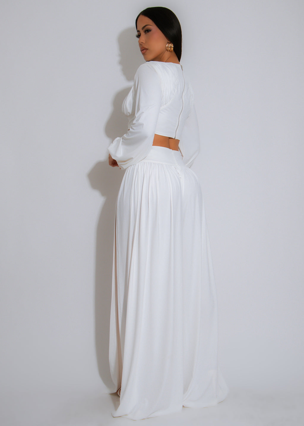 Celeste Calm Ruched Pant Set White