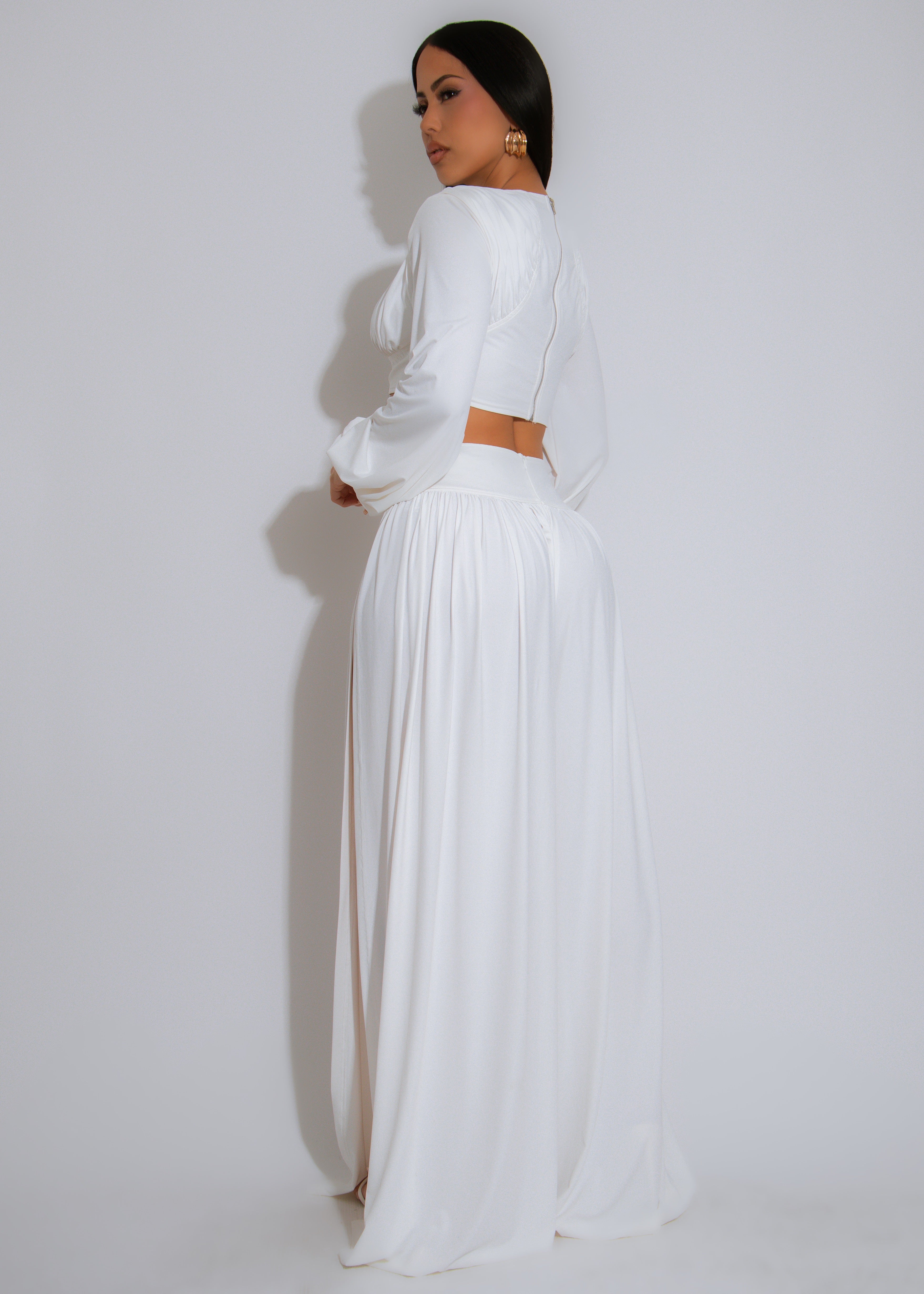 Celeste Calm Ruched Pant Set White