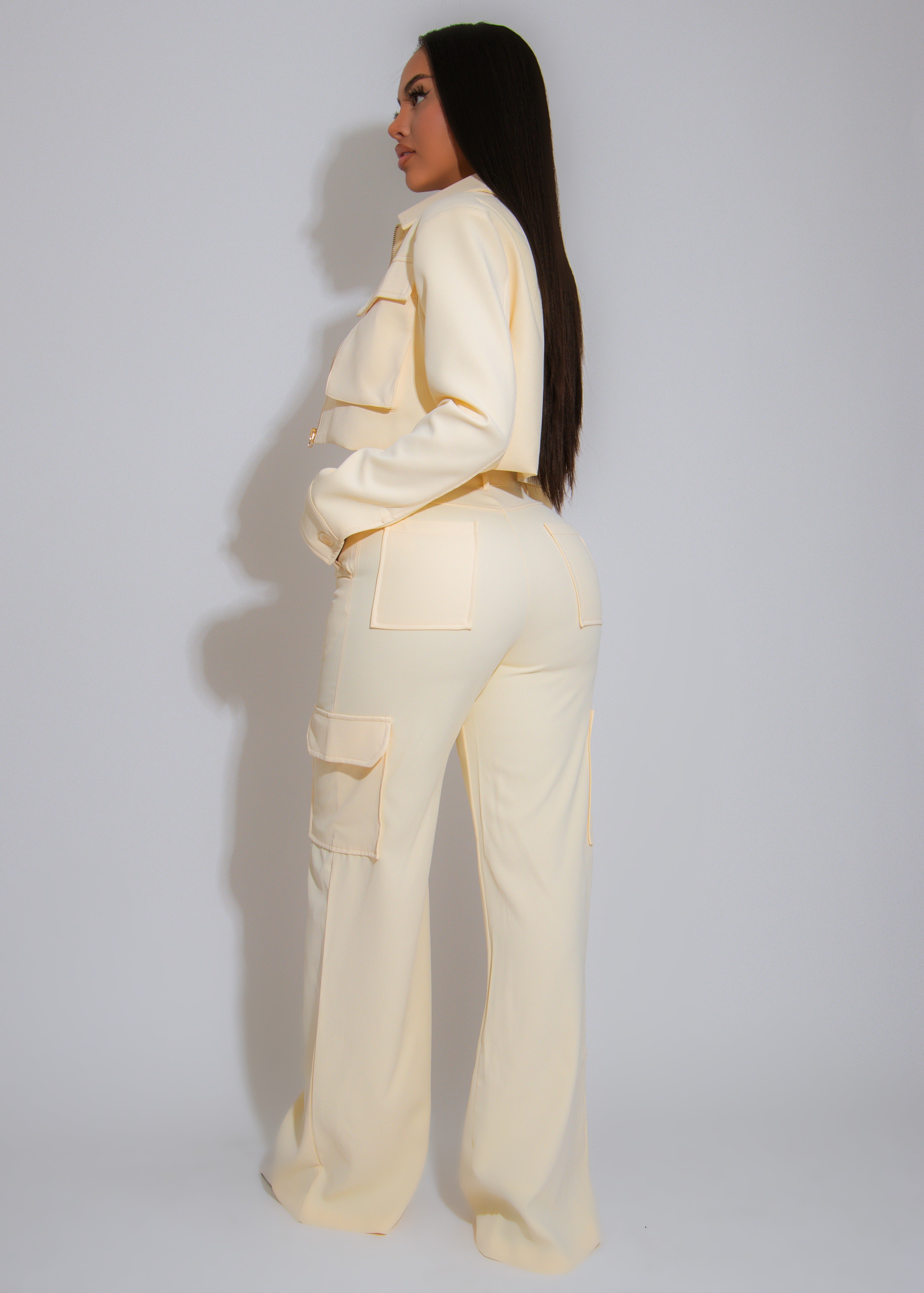 Luxe Utility Cargo Pant Set Yellow
