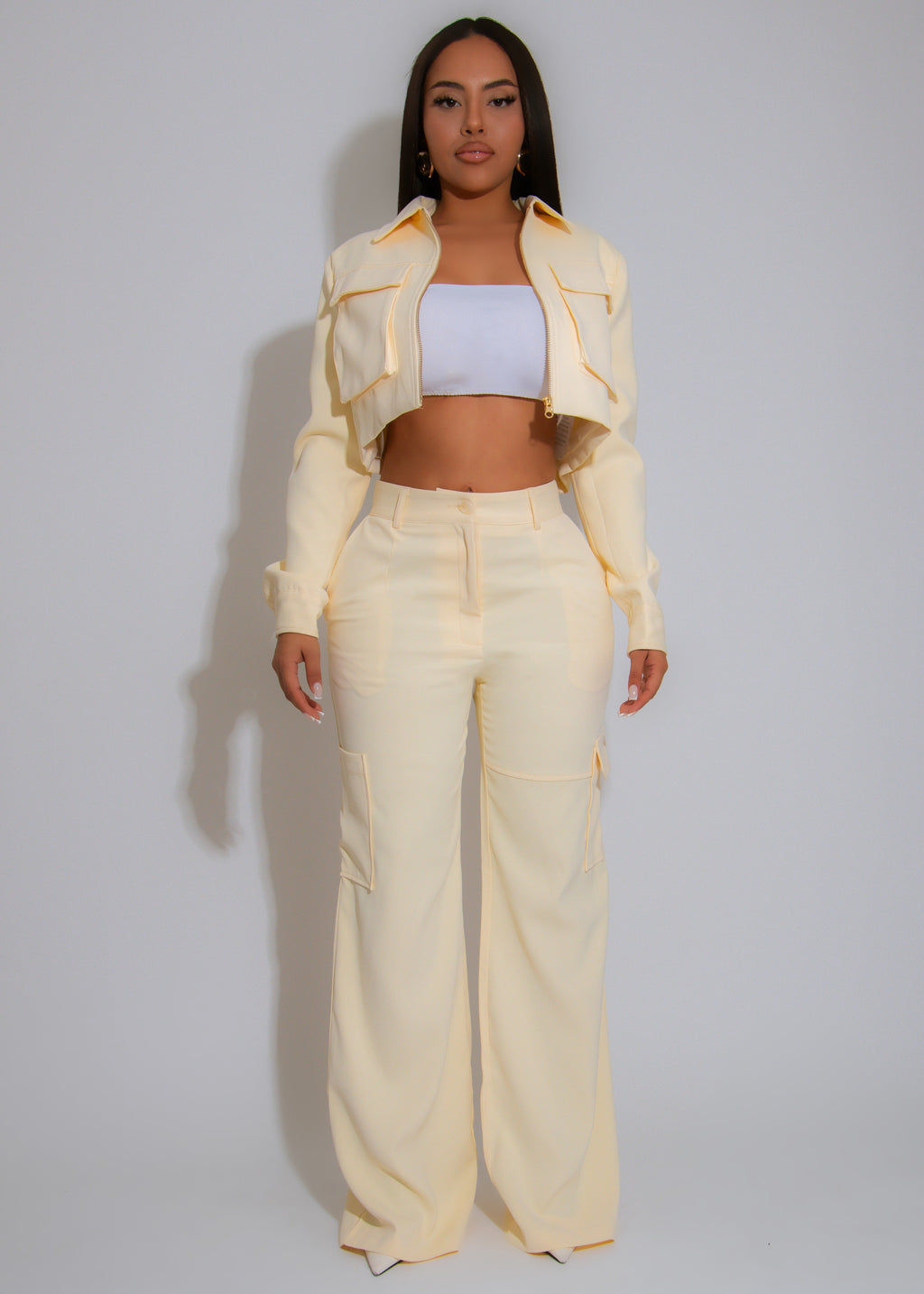 Luxe Utility Cargo Pant Set Yellow