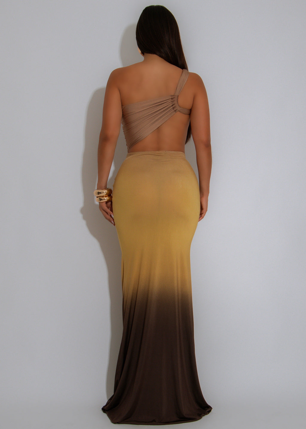 Afterglow Aura Ruched Maxi Dress Yellow