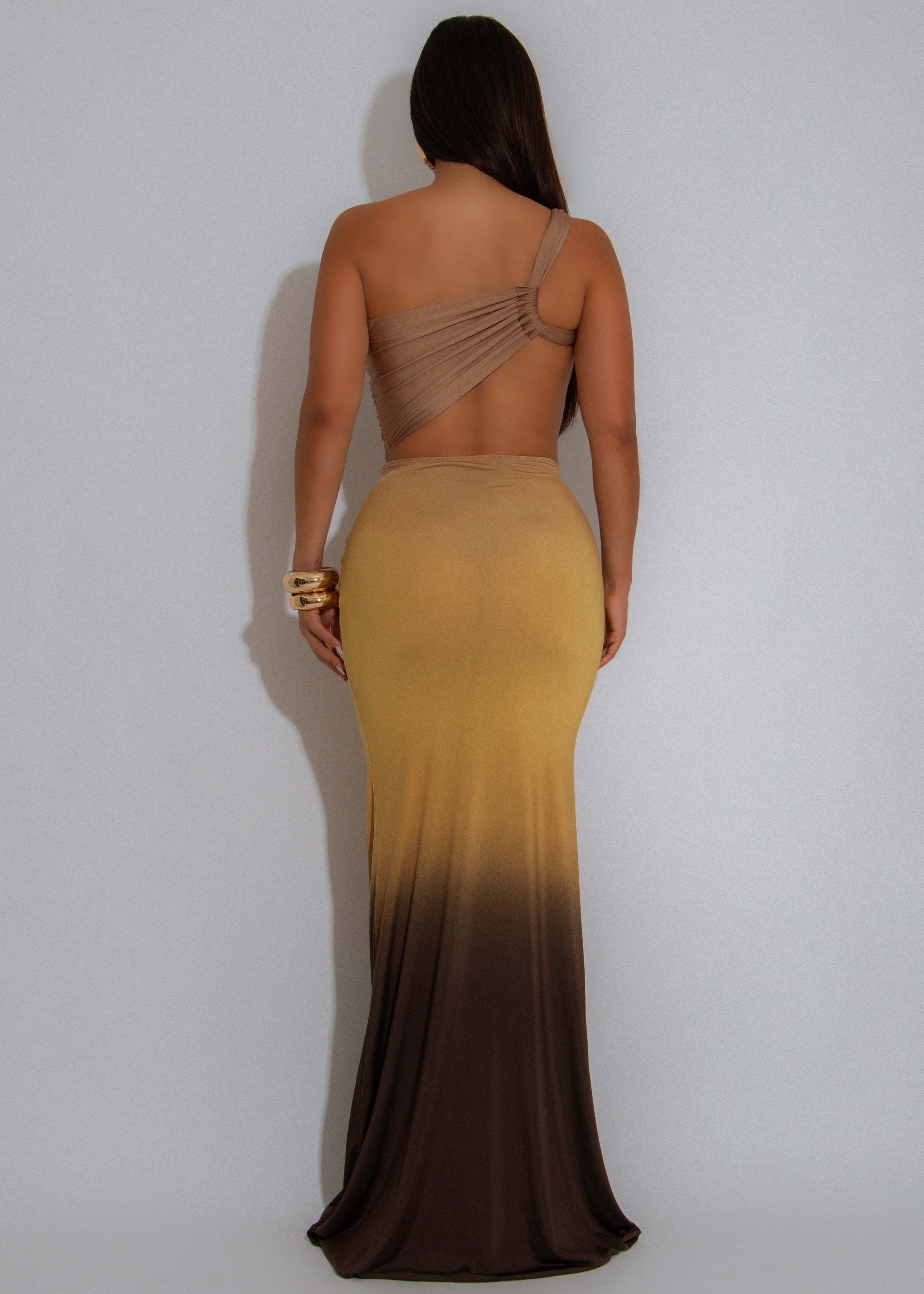 Afterglow Aura Ruched Maxi Dress Yellow