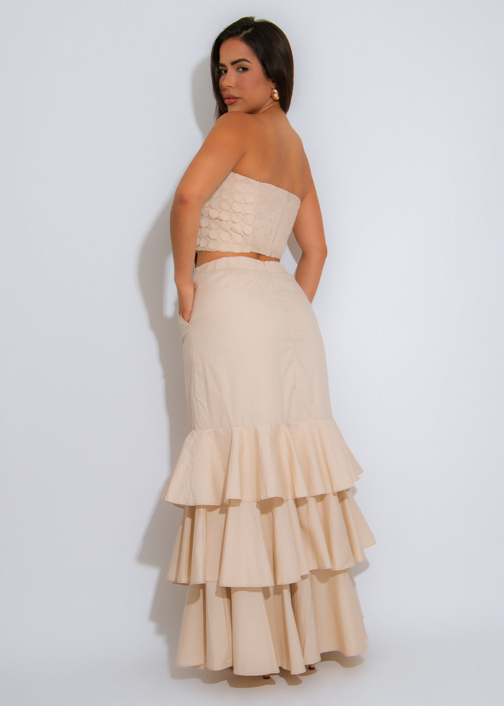 Soleil Textura Skirt Set Nude