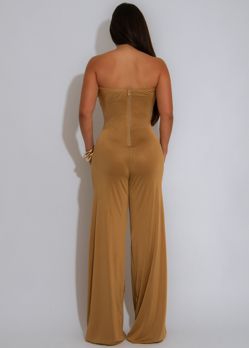 Isla Siren Ruched Jumpsuit Gold