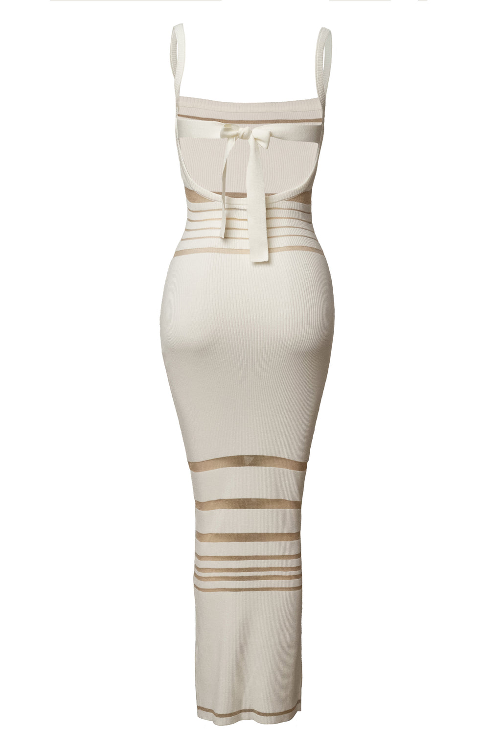 Ivory Striped Rib Knit Dress