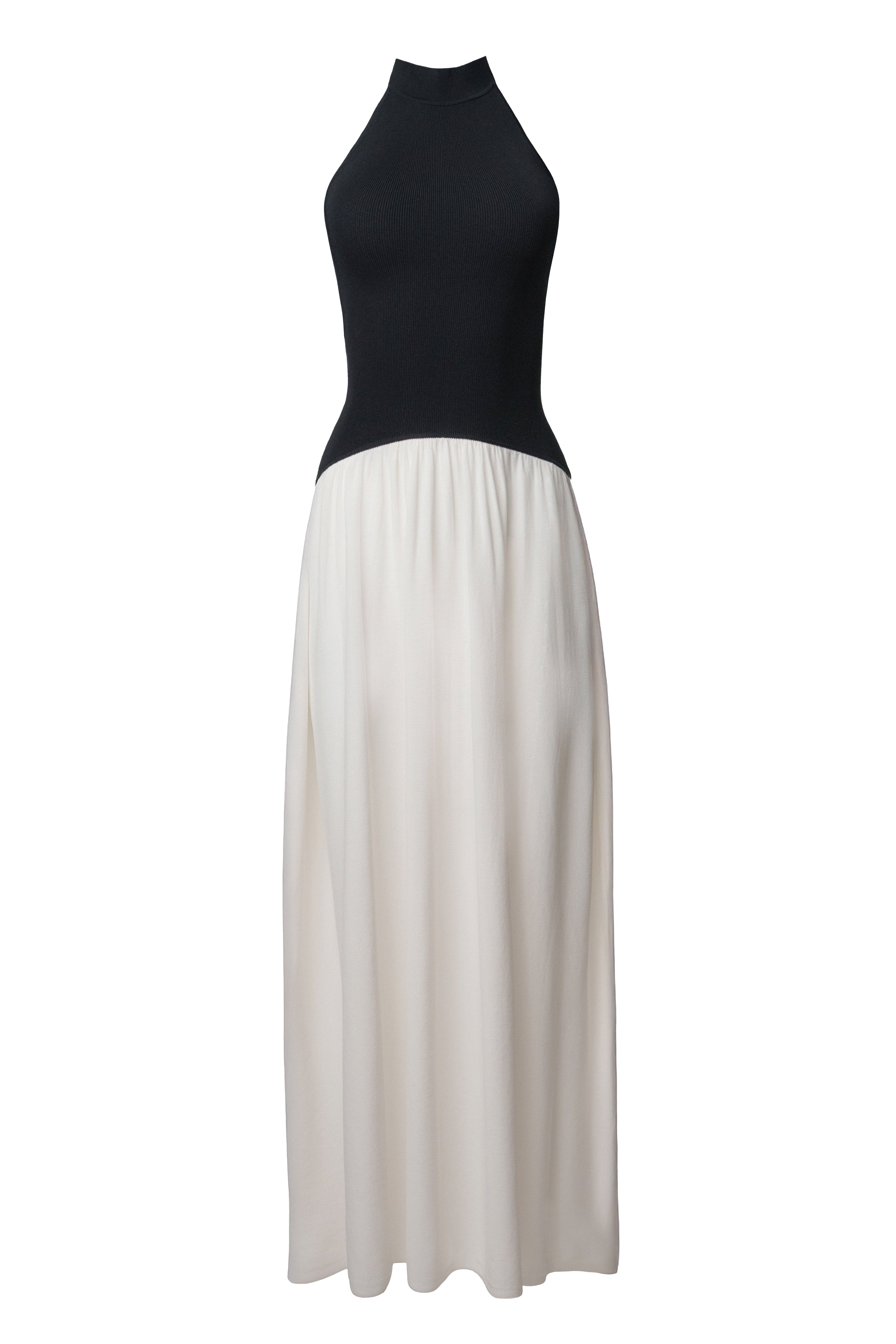 Black/Ivory Capri Contrast Maxi Dress
