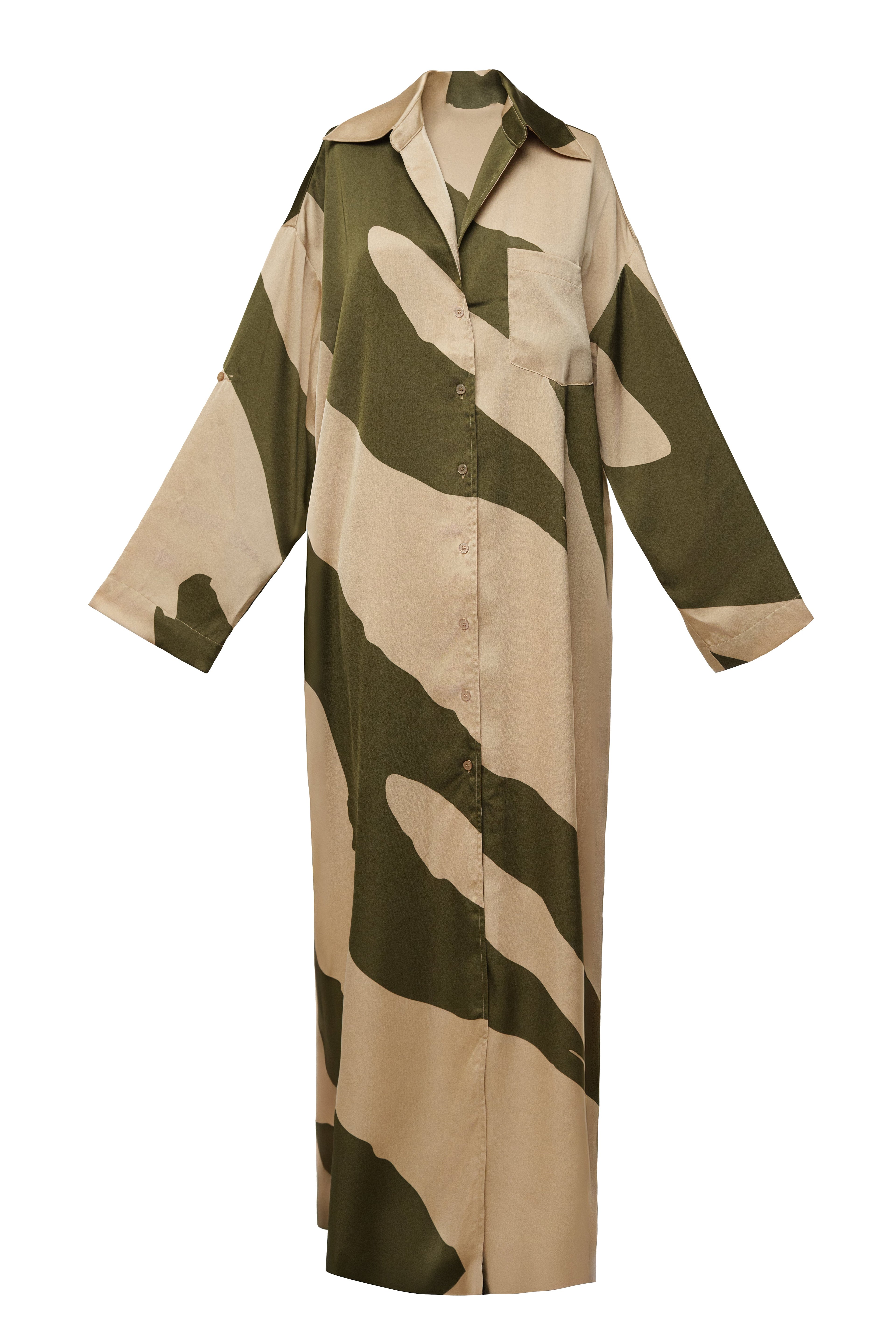 Multi Satin Safari Maxi Dress