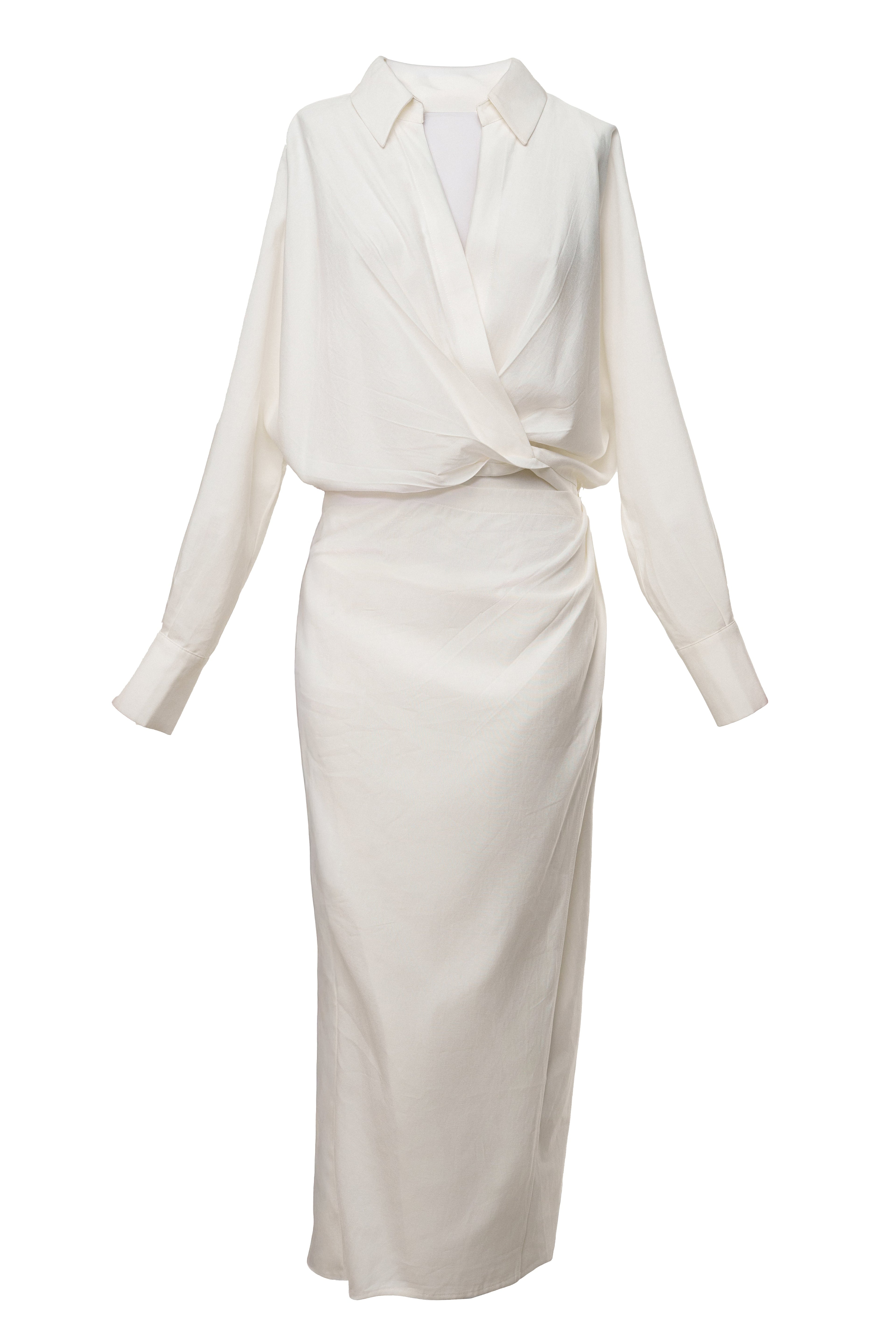 Ivory Skyline Wrap Midi Dress