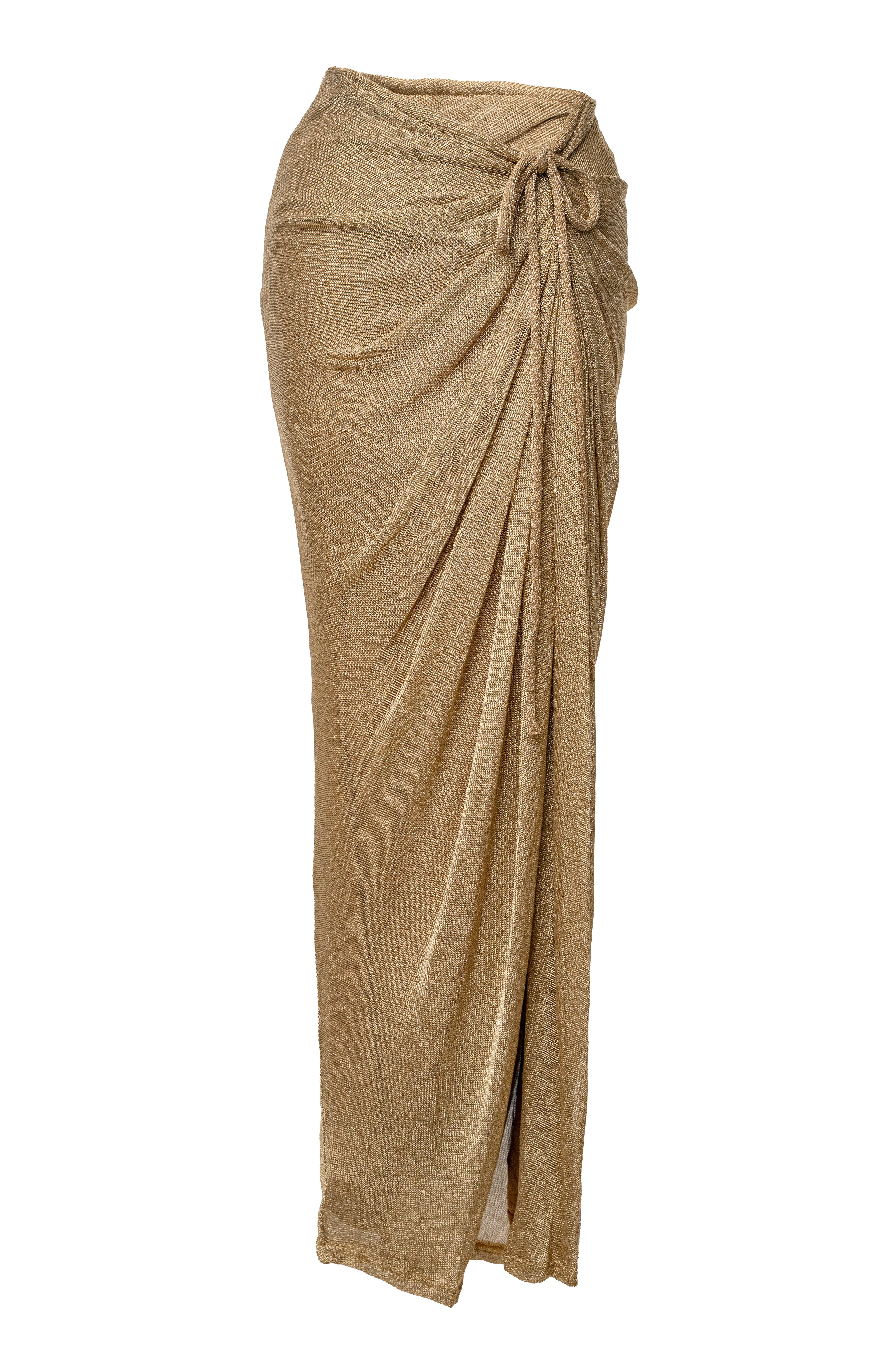Gold Noelia Metallic Slit Skirt