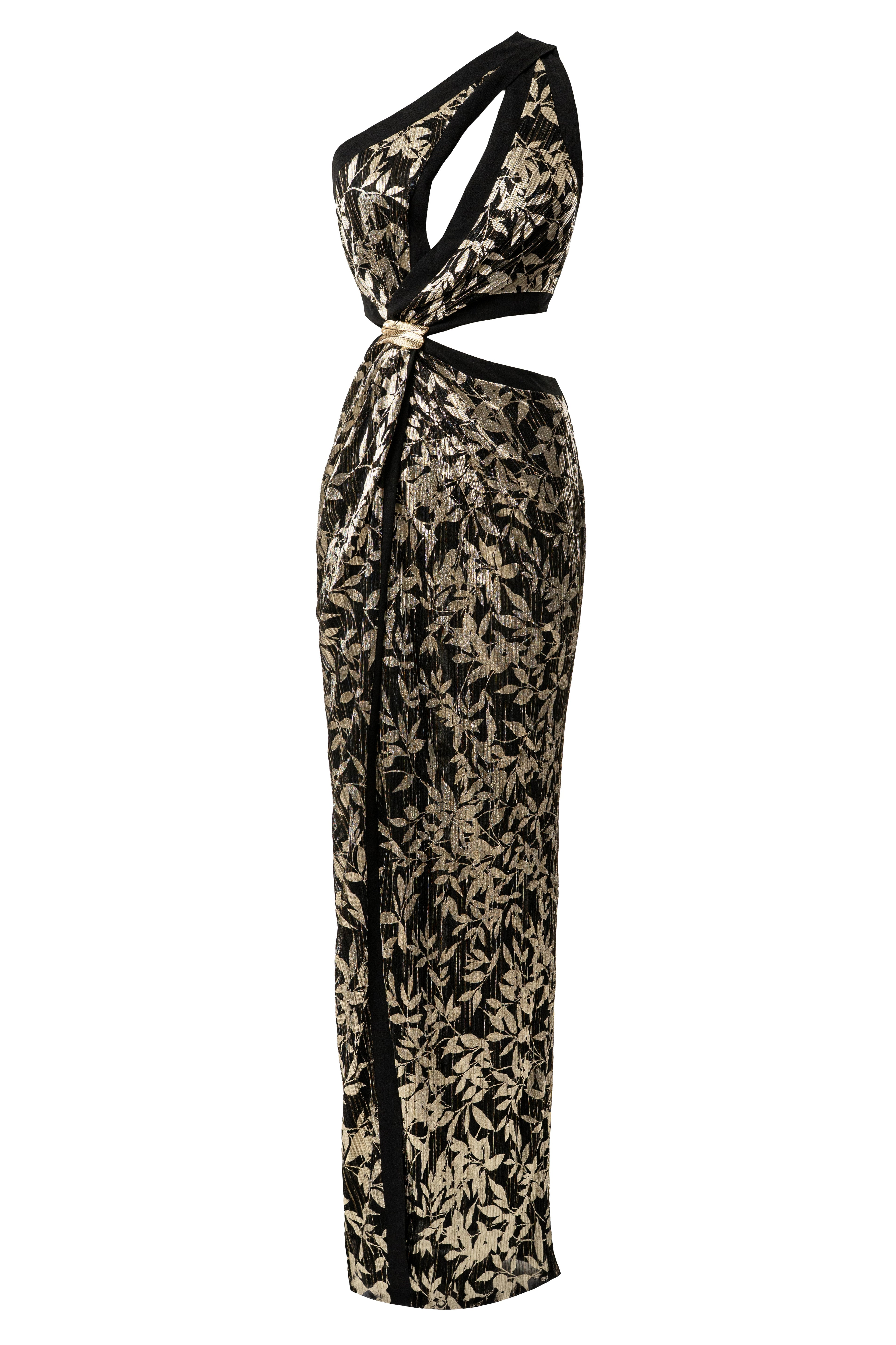 Black One Shoulder Keyhole Dress