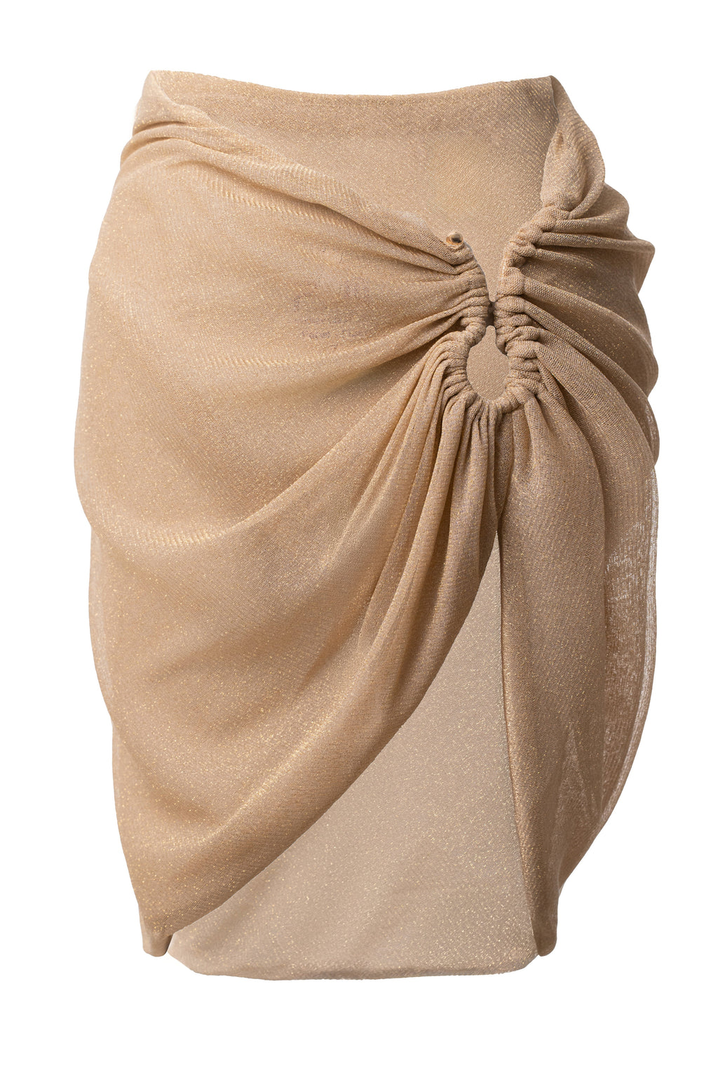 Tan Dreamscape Lurex Knit Mini Skirt