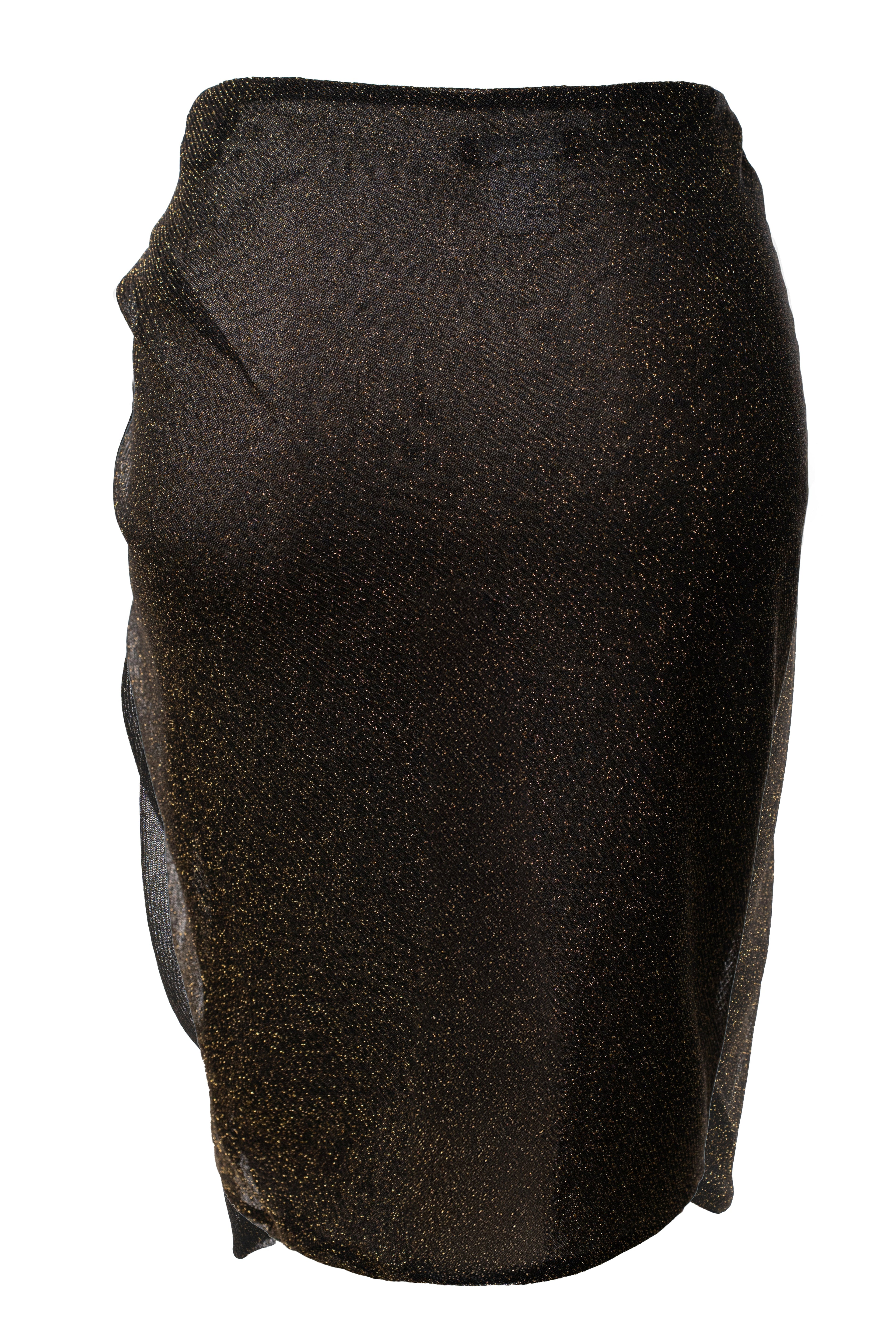 Black Dreamscape Lurex Knit Mini Skirt