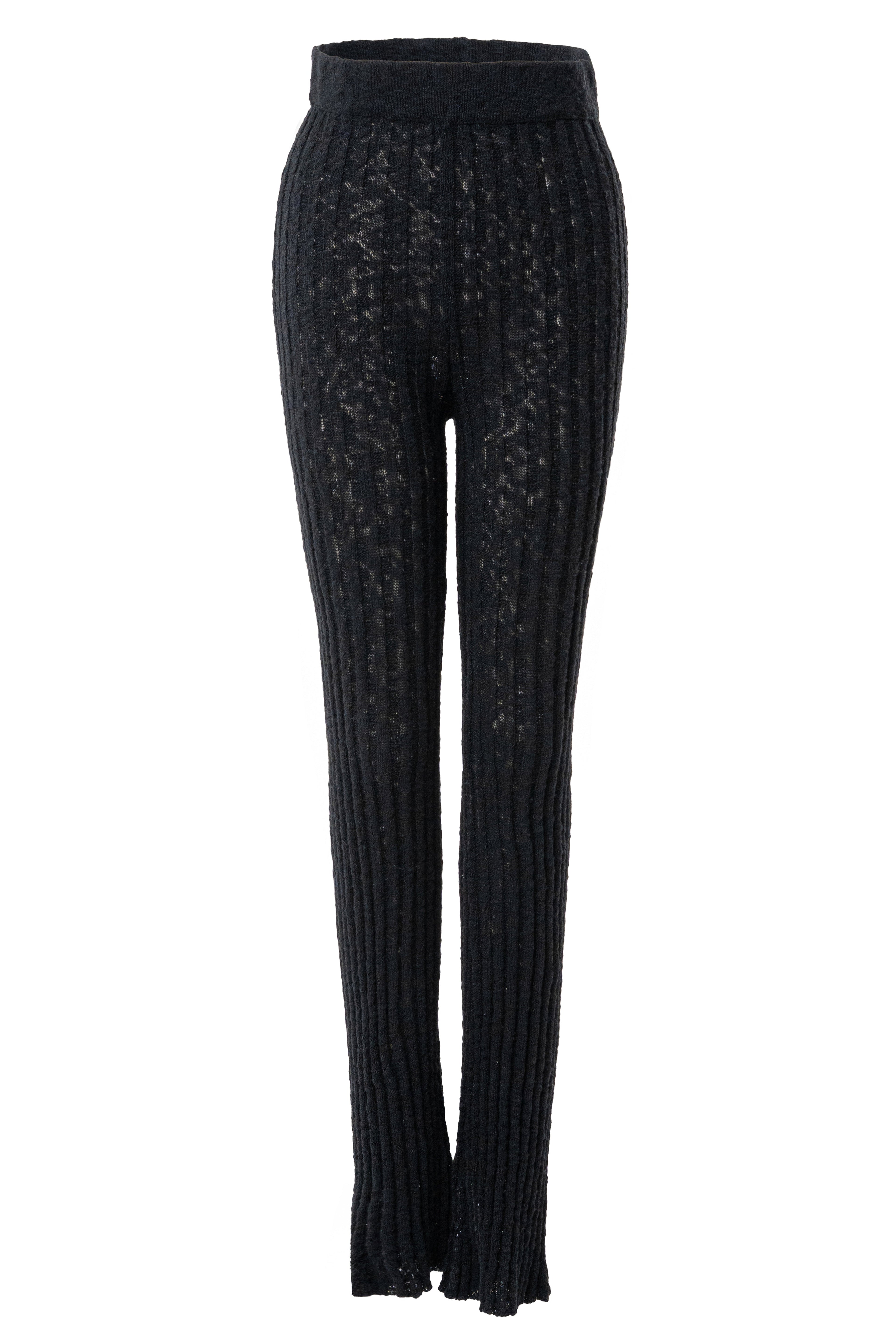 Black Lanah Knit Flare Pants